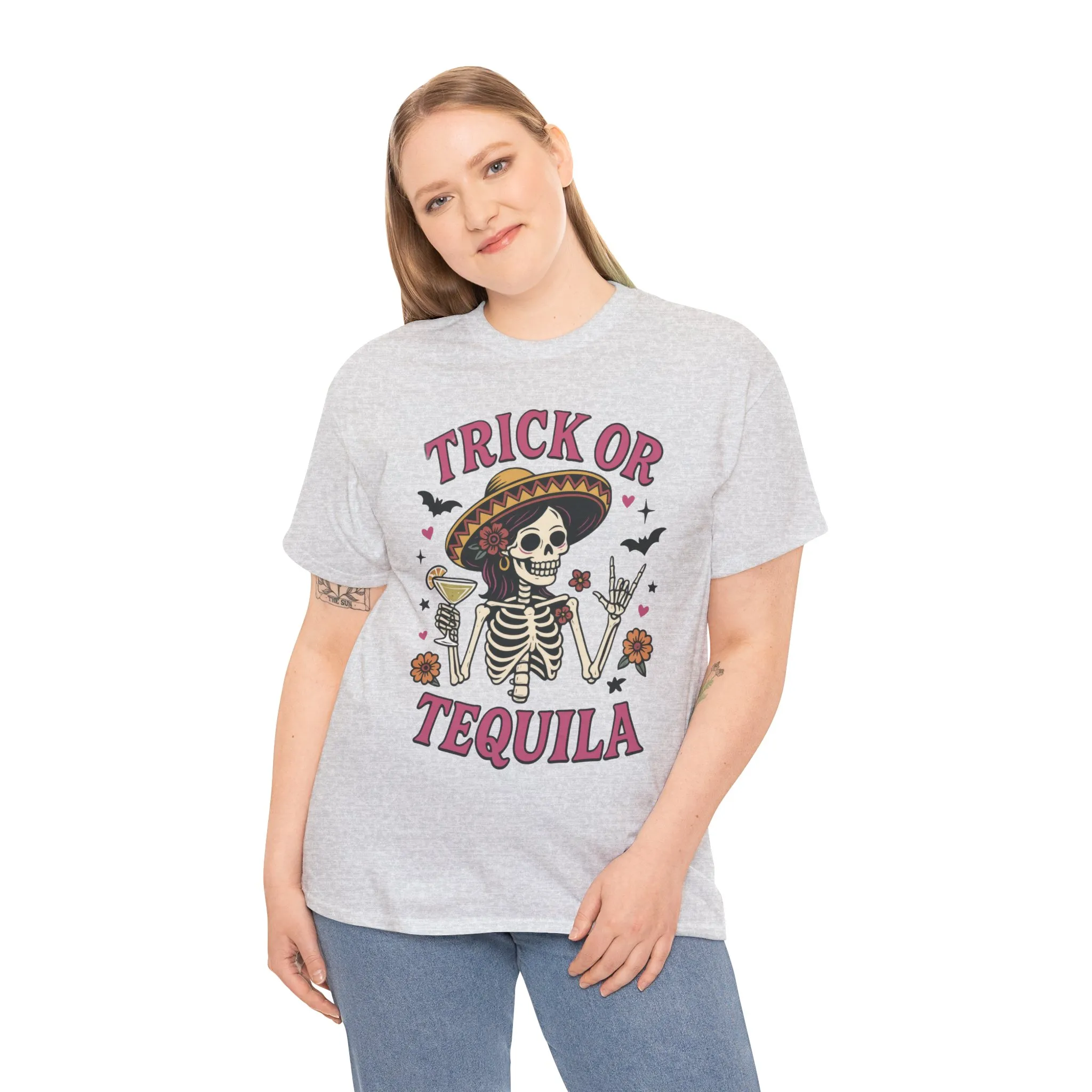 Trick or Tequila Women's T-Shirt, Funny Halloween Skeleton Drinking Shirt, Party Graphic Tee - Image 9