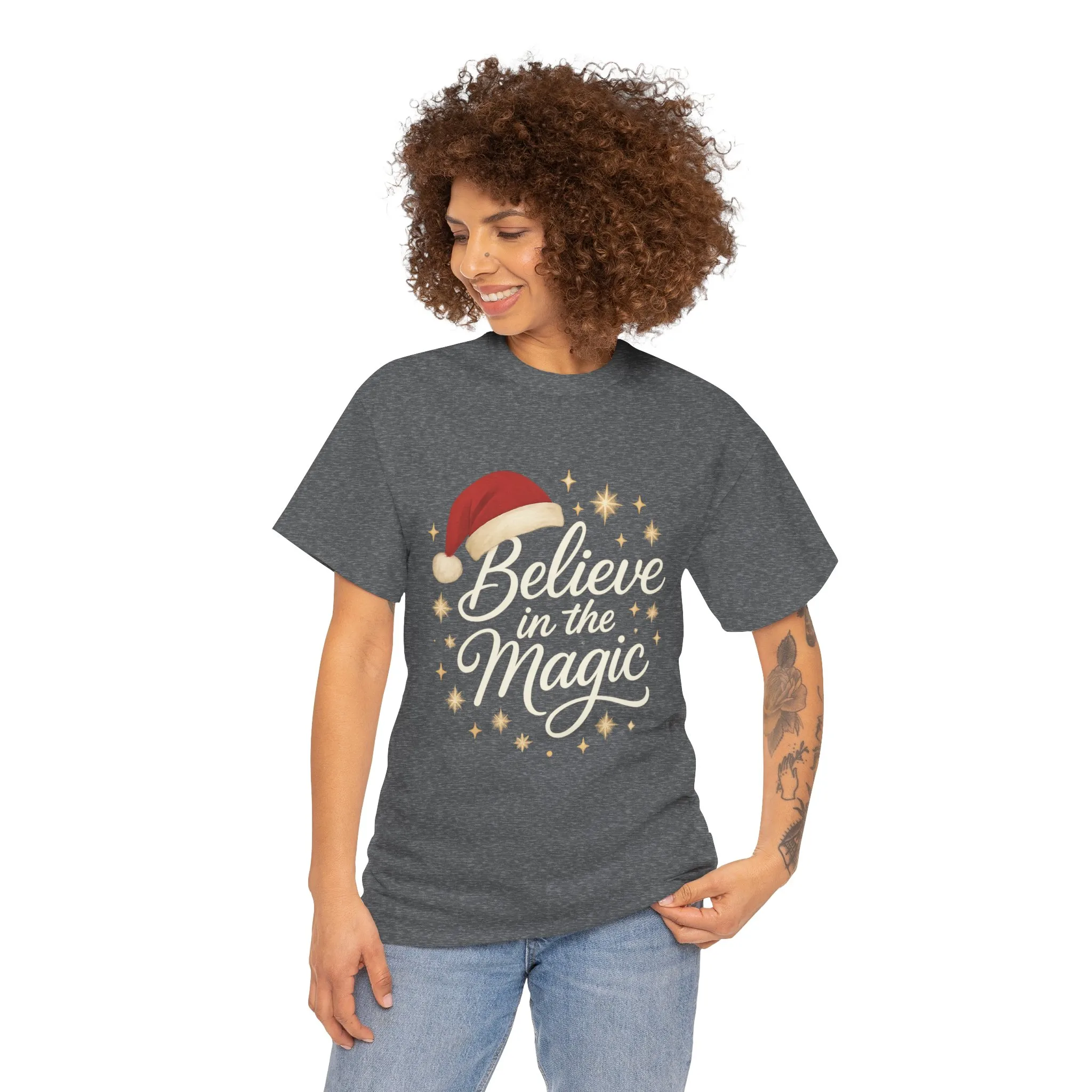 Believe in the Magic Christmas Women's Shirt, Santa Hat Holiday Tee - Image 8