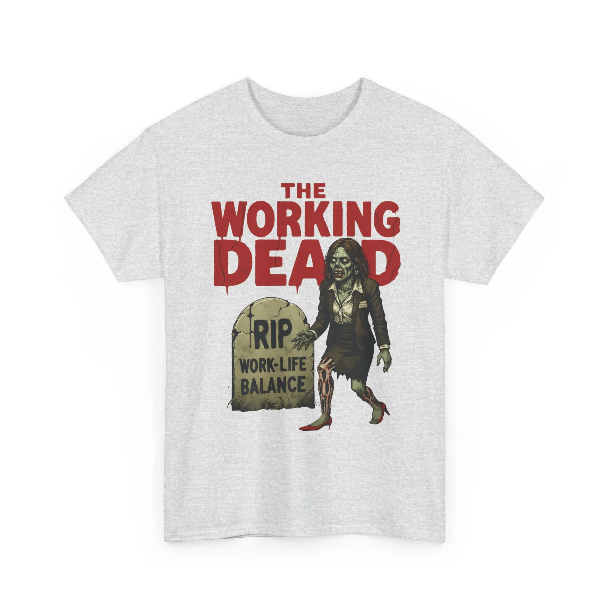 The Working Dead Women's Shirt, Funny Work Life Balance Zombie Tee, RIP Work Shirt, Halloween Office Humor, Overworked Shirt - Image 2