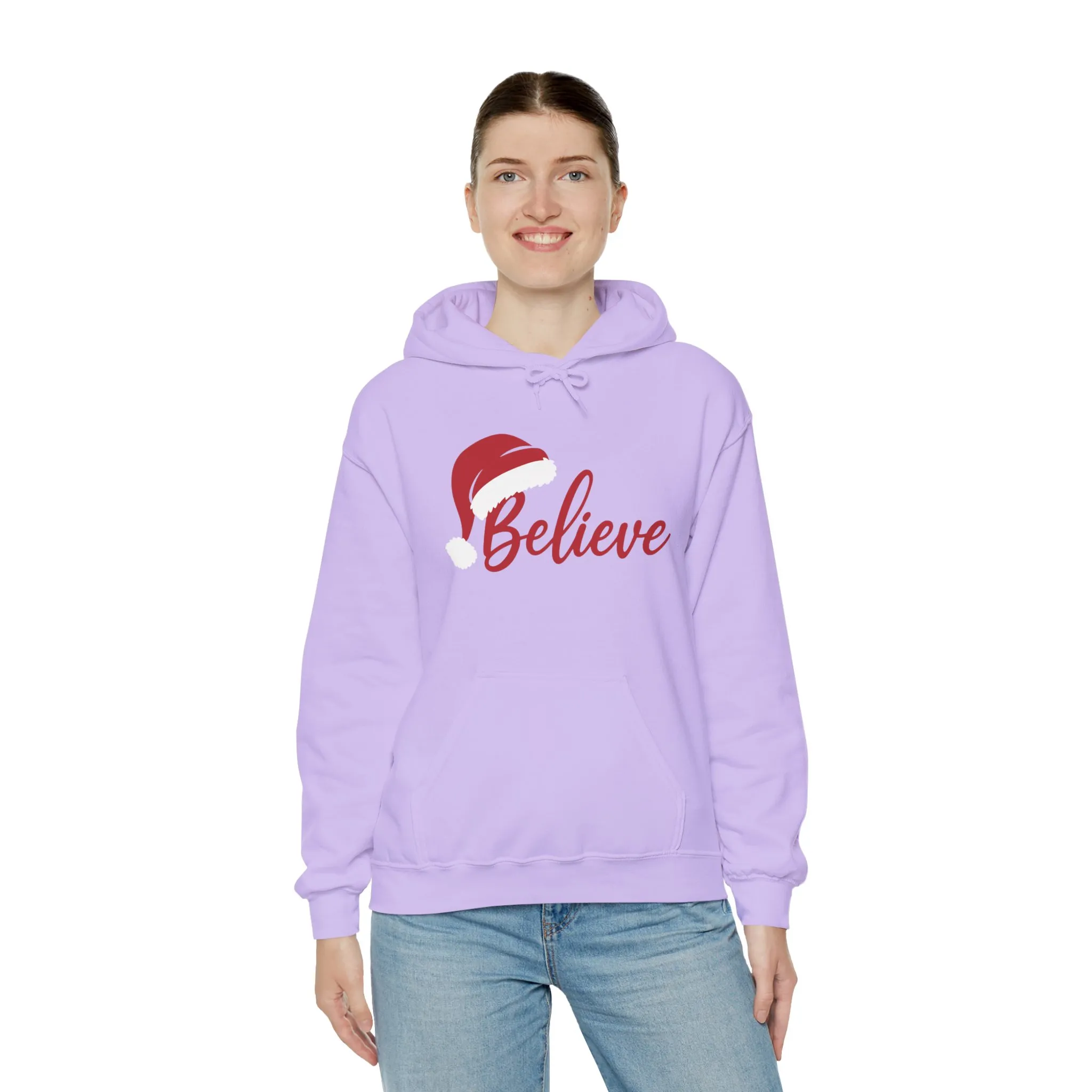 Believe Christmas Women's Hoodie, Minimal Santa Hat Holiday Sweatshirt for Women - Image 28
