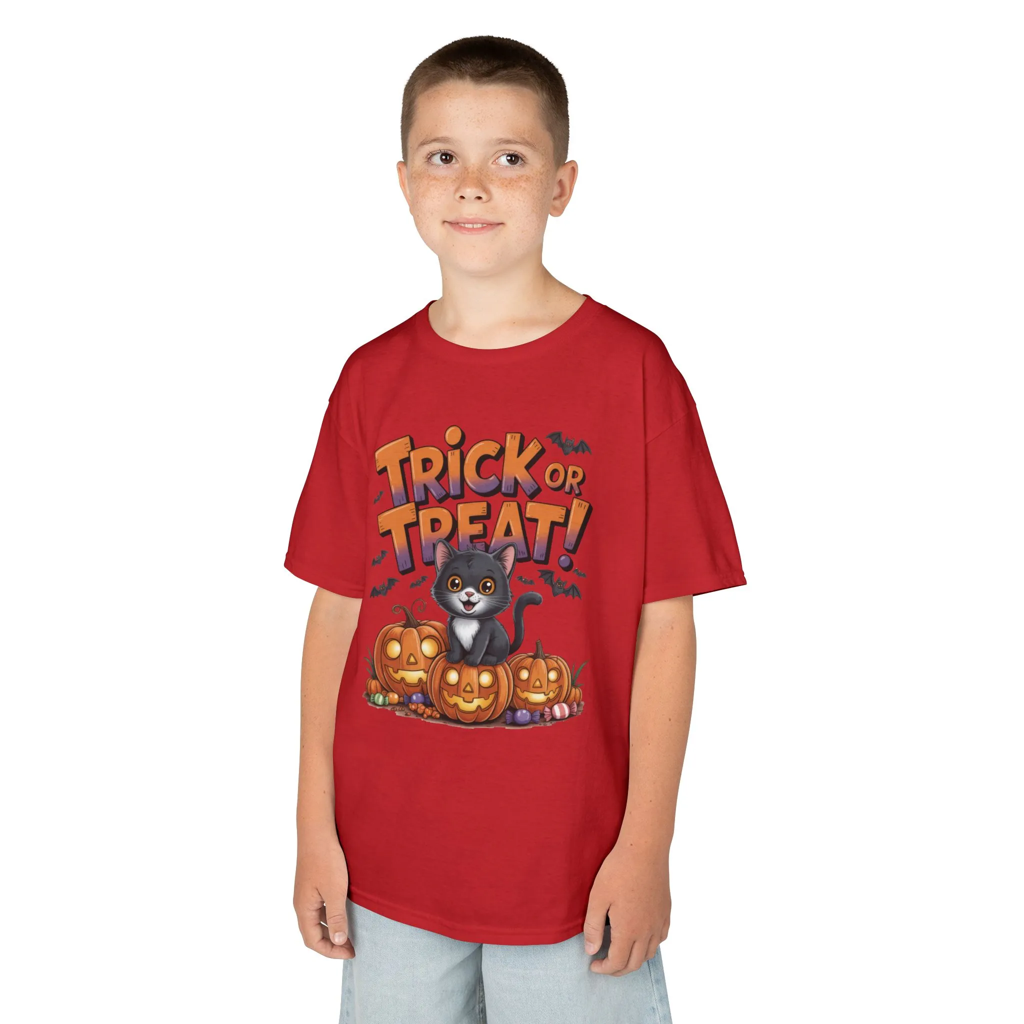Girls Cute Black Cat Trick or Treat Halloween T-Shirt, Funny Pumpkin Cat Tee, Spooky Fall Shirt for Kids, Matching Family Halloween Shirts - Image 27