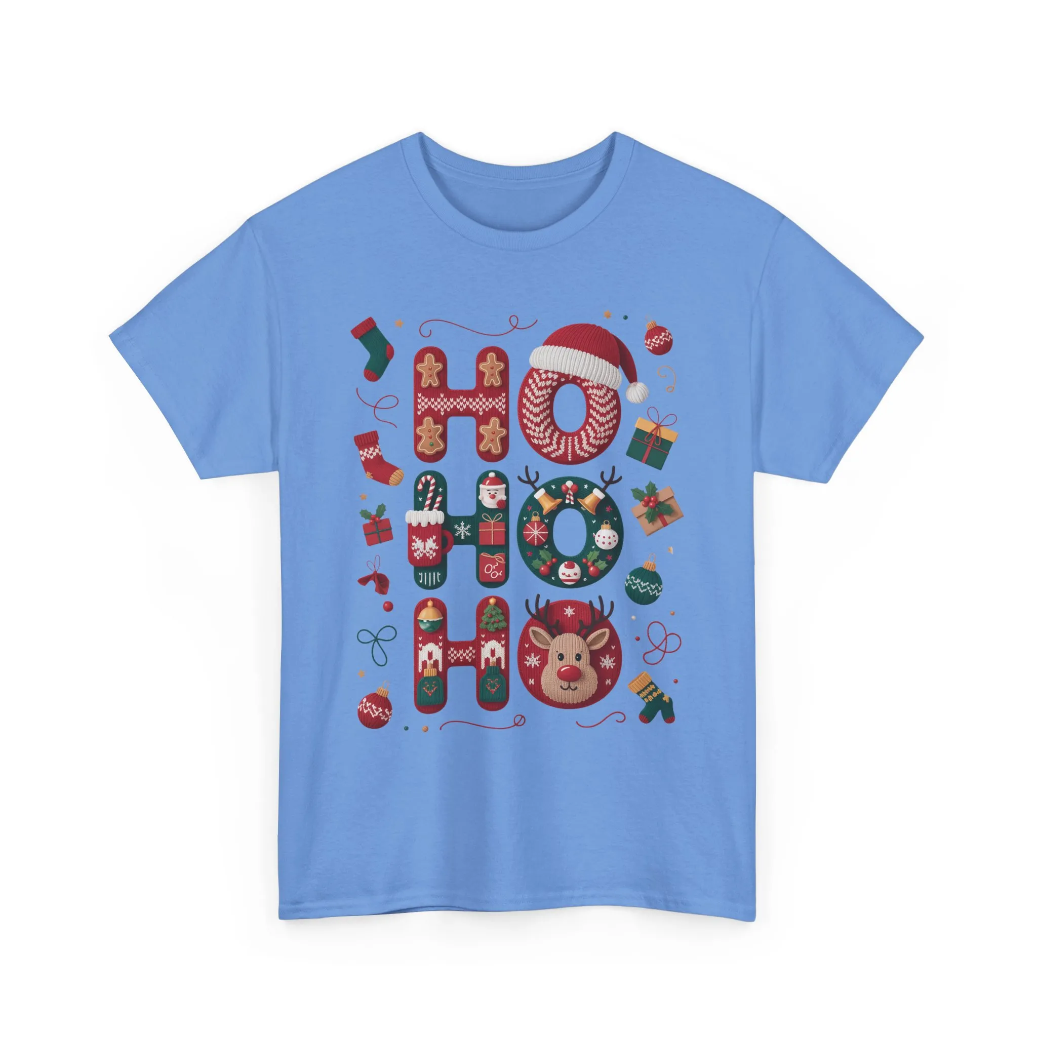 Ho Ho Ho Women's Christmas T-Shirt - Sweatshirt, Cute Festive Holiday Top, Gingerbread, Reindeer - Santa Hat Design, Cozy Christmas Fashion - Image 19