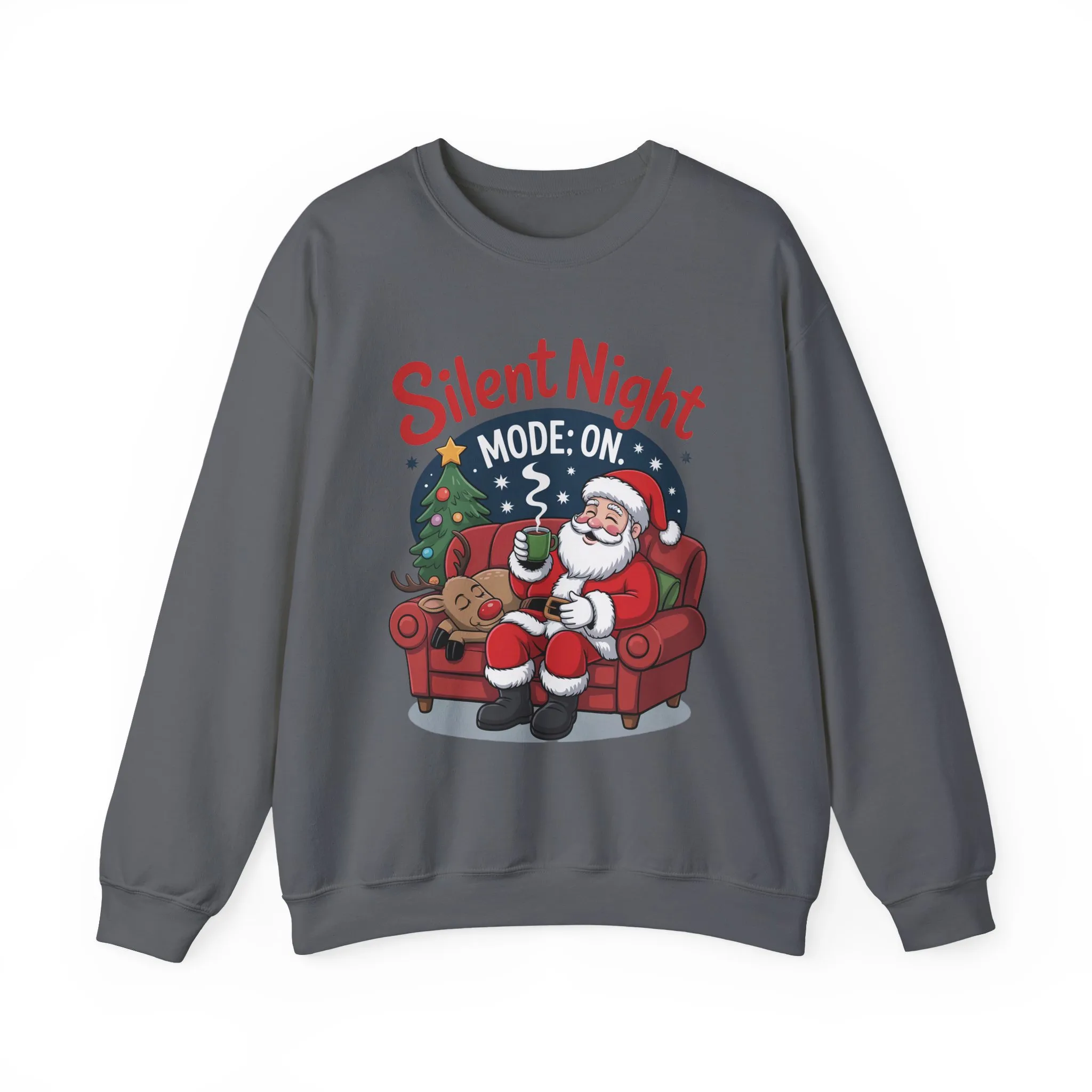 Silent Night Mode On Christmas Sweatshirt, Funny Relaxed Santa - Reindeer Sweater, Cozy Holiday Jumper for Women - Image 19