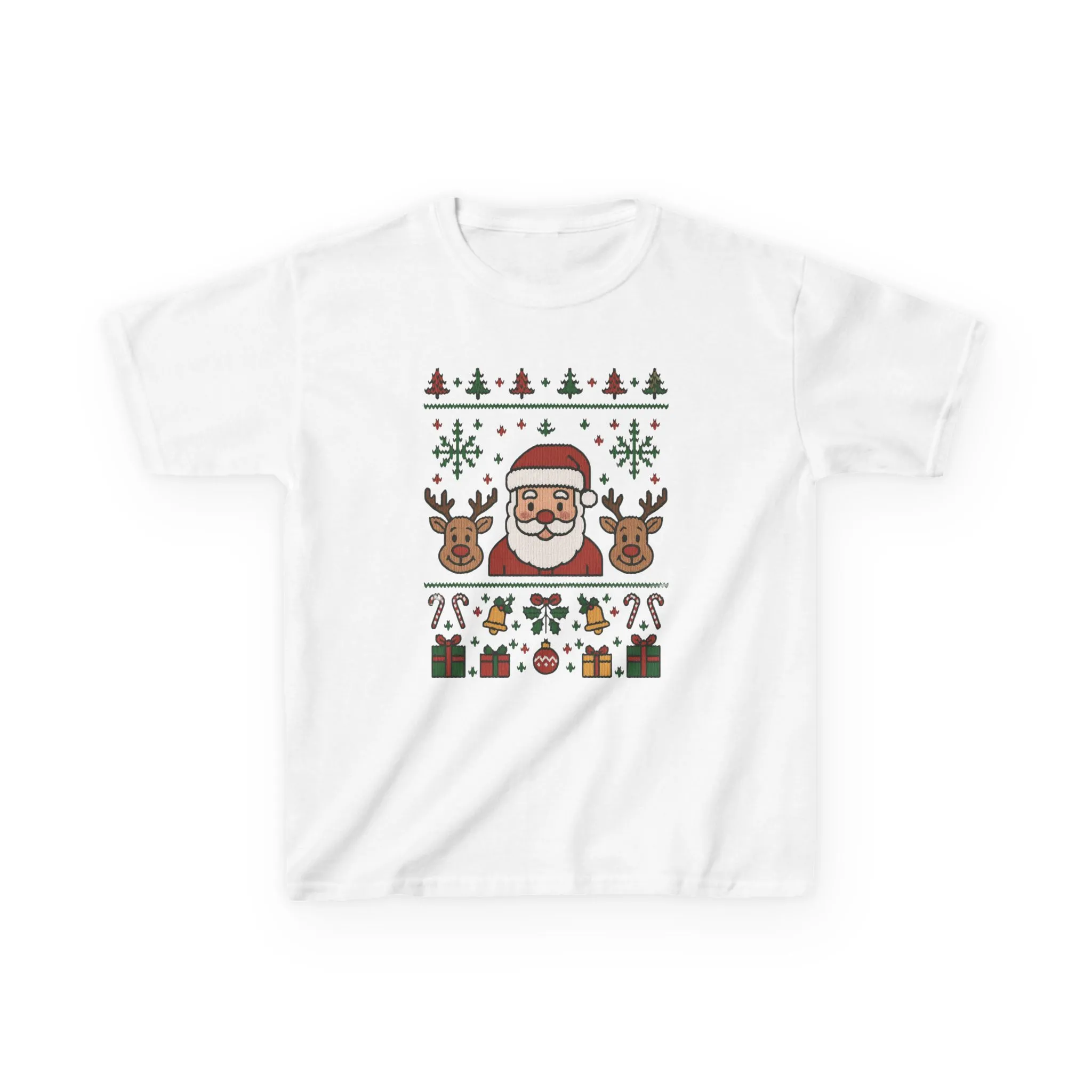 Santa - Reindeer Christmas Shirt for Kids, Cute Holiday Tee, Kids Heavy Cotton™ Tee - Image 4