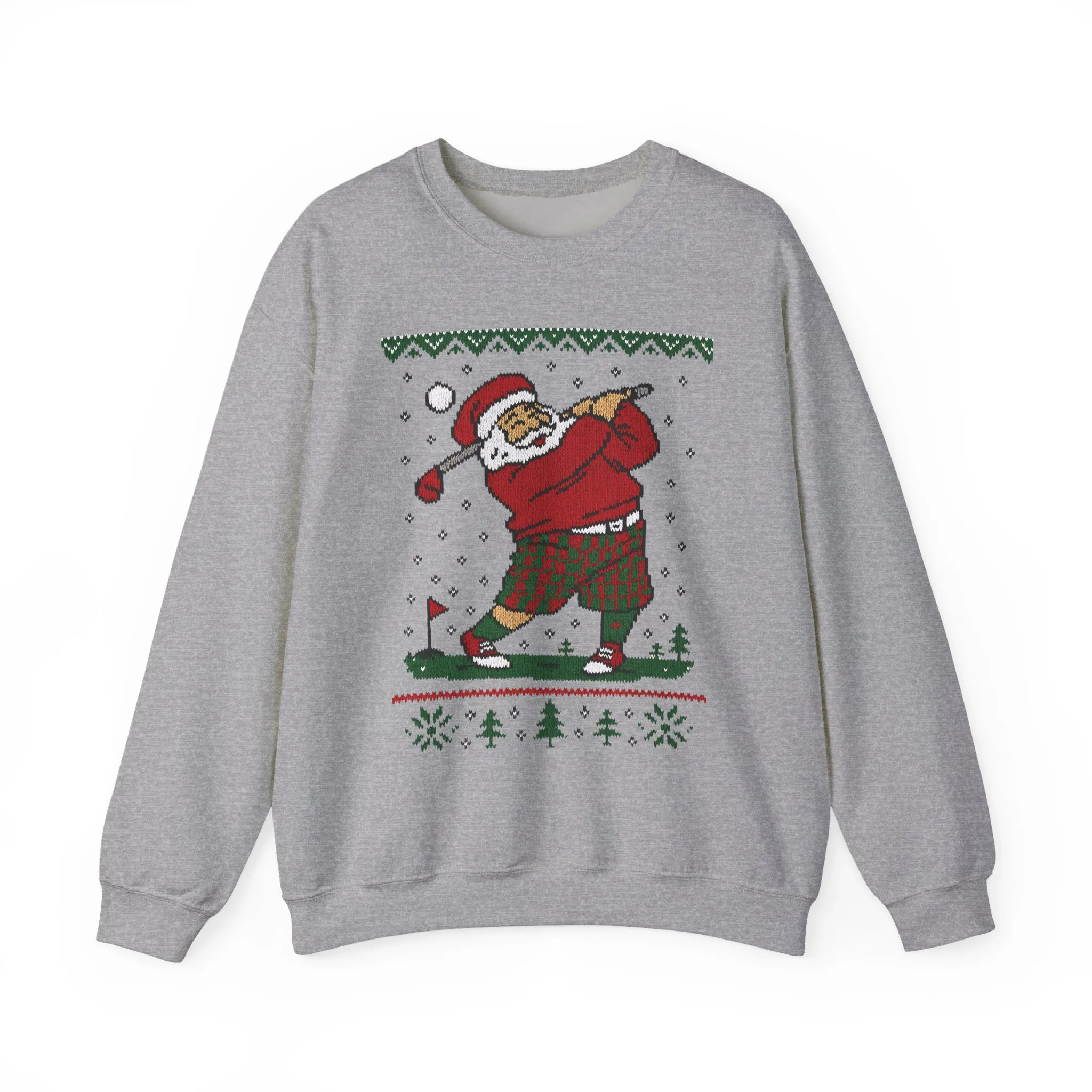 Golfing Santa Christmas Sweatshirt, Funny Golf Lover Holiday Jumper, Ugly Christmas Golf Sweater for Men - Image 2