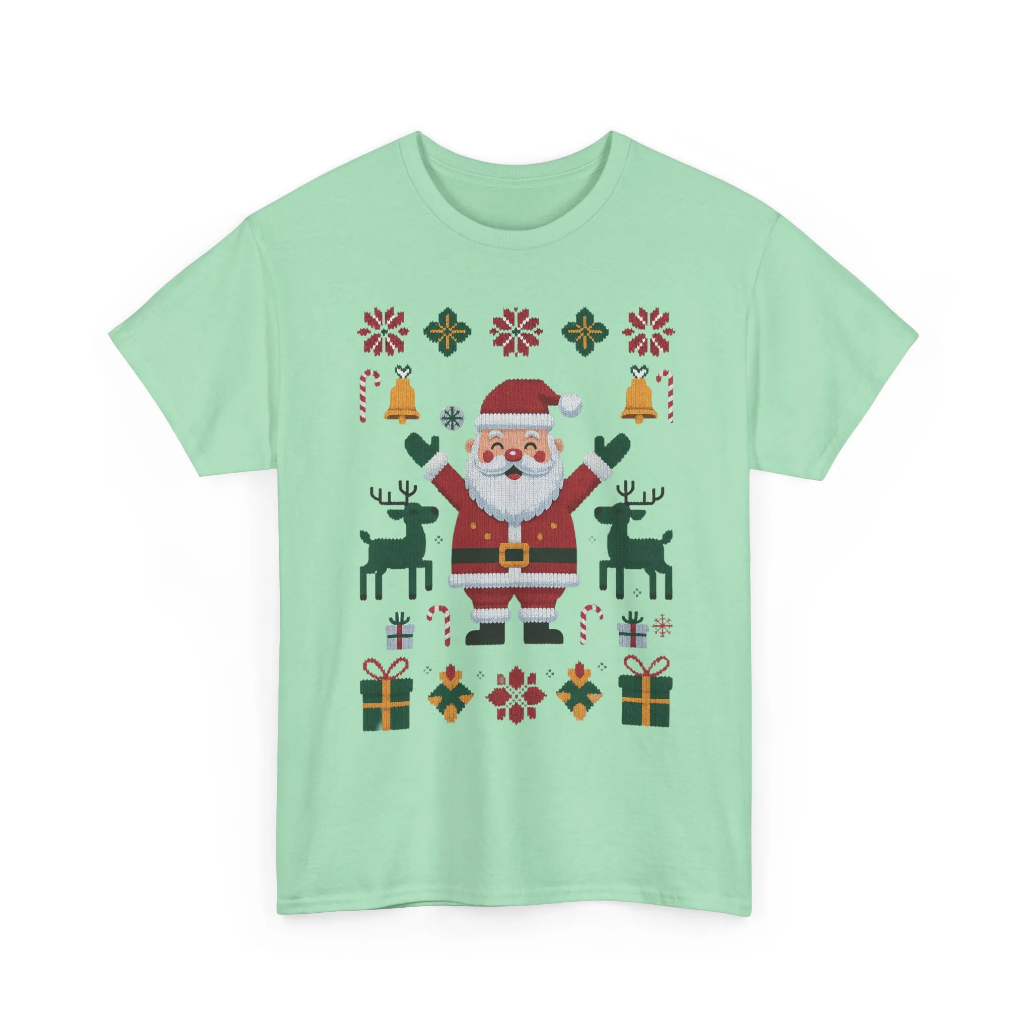Santa Christmas T-Shirt, Cute Reindeer Holiday Tee, Classic Nordic Christmas Shirt for Women - Image 13