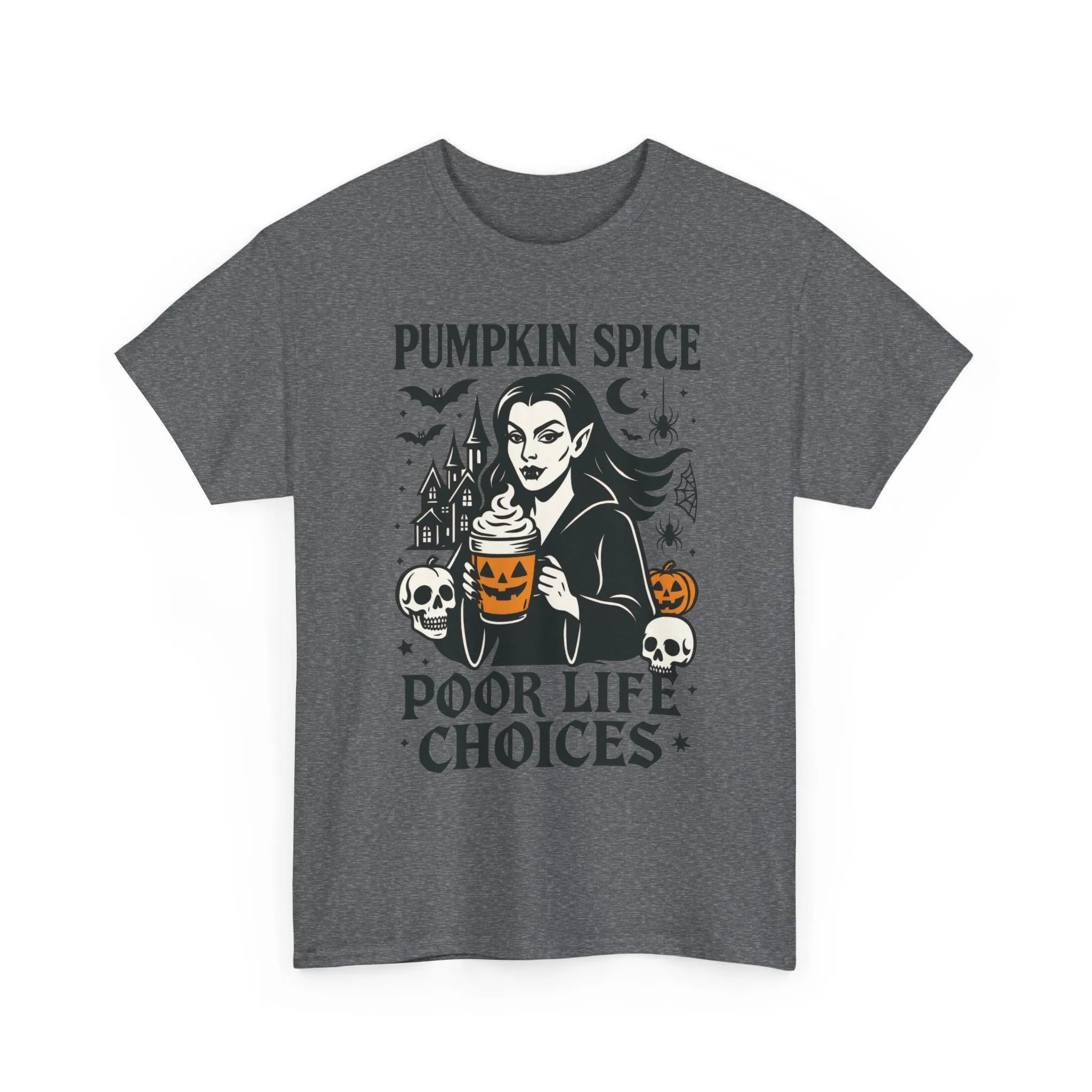 Pumpkin Spice Poor Life Choices Women's T-Shirt, Funny Vampire Coffee Halloween Graphic Tee - Image 7
