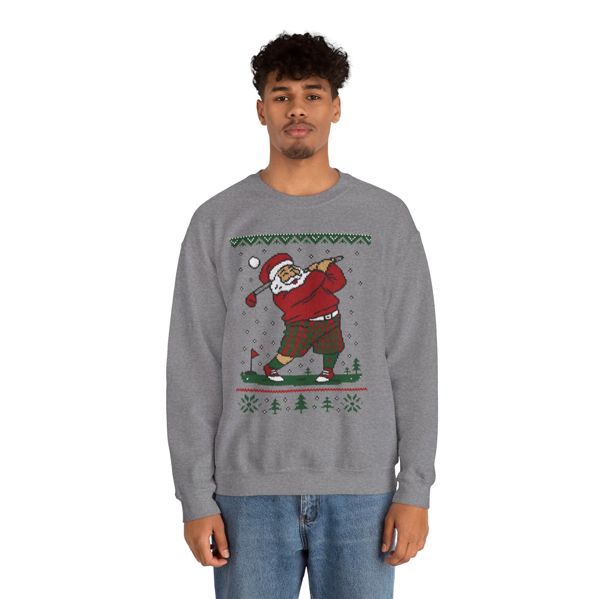Golfing Santa Christmas Sweatshirt, Funny Golf Lover Holiday Jumper, Ugly Christmas Golf Sweater for Men - Image 11