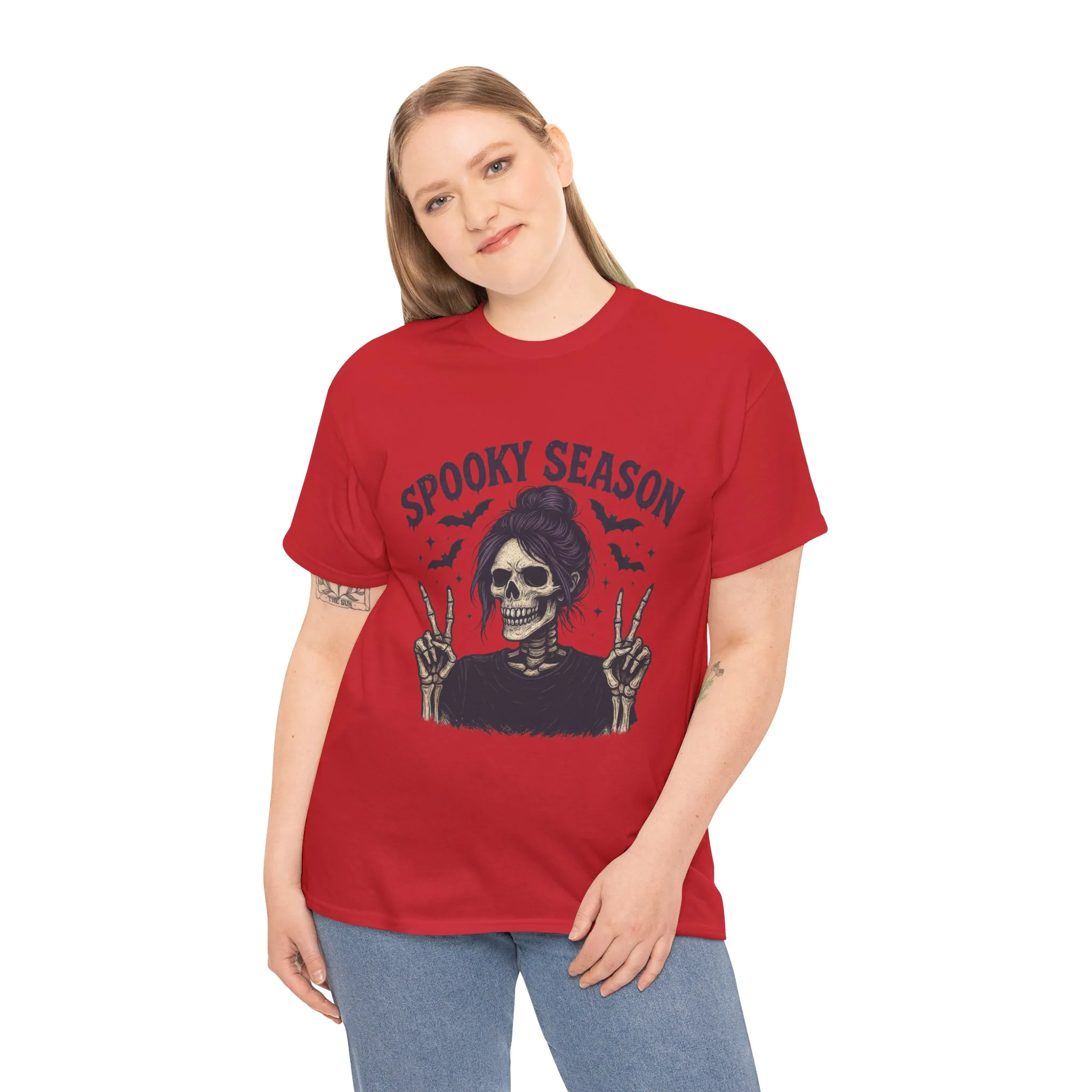 Spooky Season Women's T-Shirt, Funny Skeleton Girl Halloween Graphic Tee, Gothic Fall Shirt - Image 33