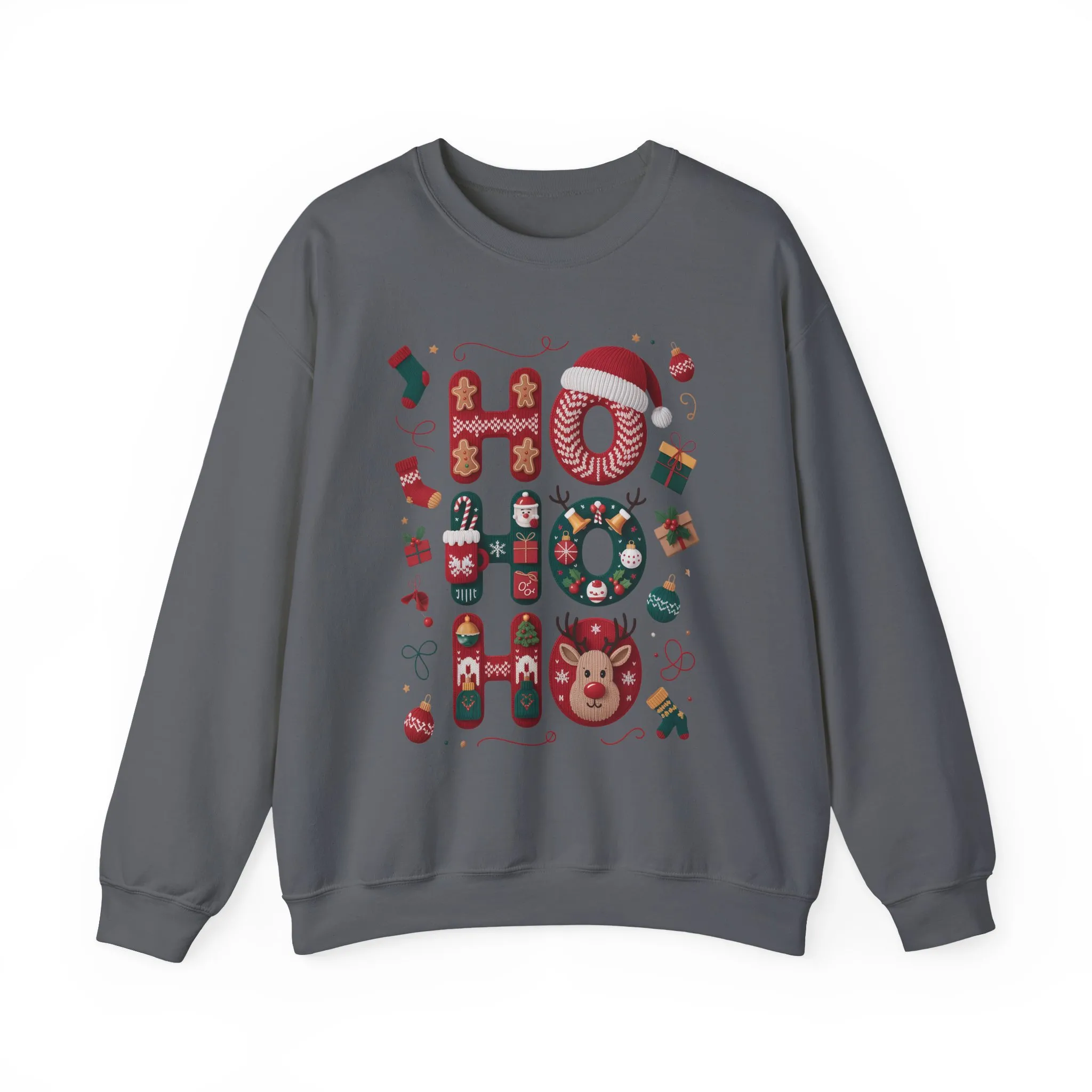 Ho Ho Ho Christmas Sweatshirt, Cute Women's Holiday Hoodie - T-Shirt, Festive Gingerbread - Reindeer Design, Cozy Winter Christmas Jumper - Image 16