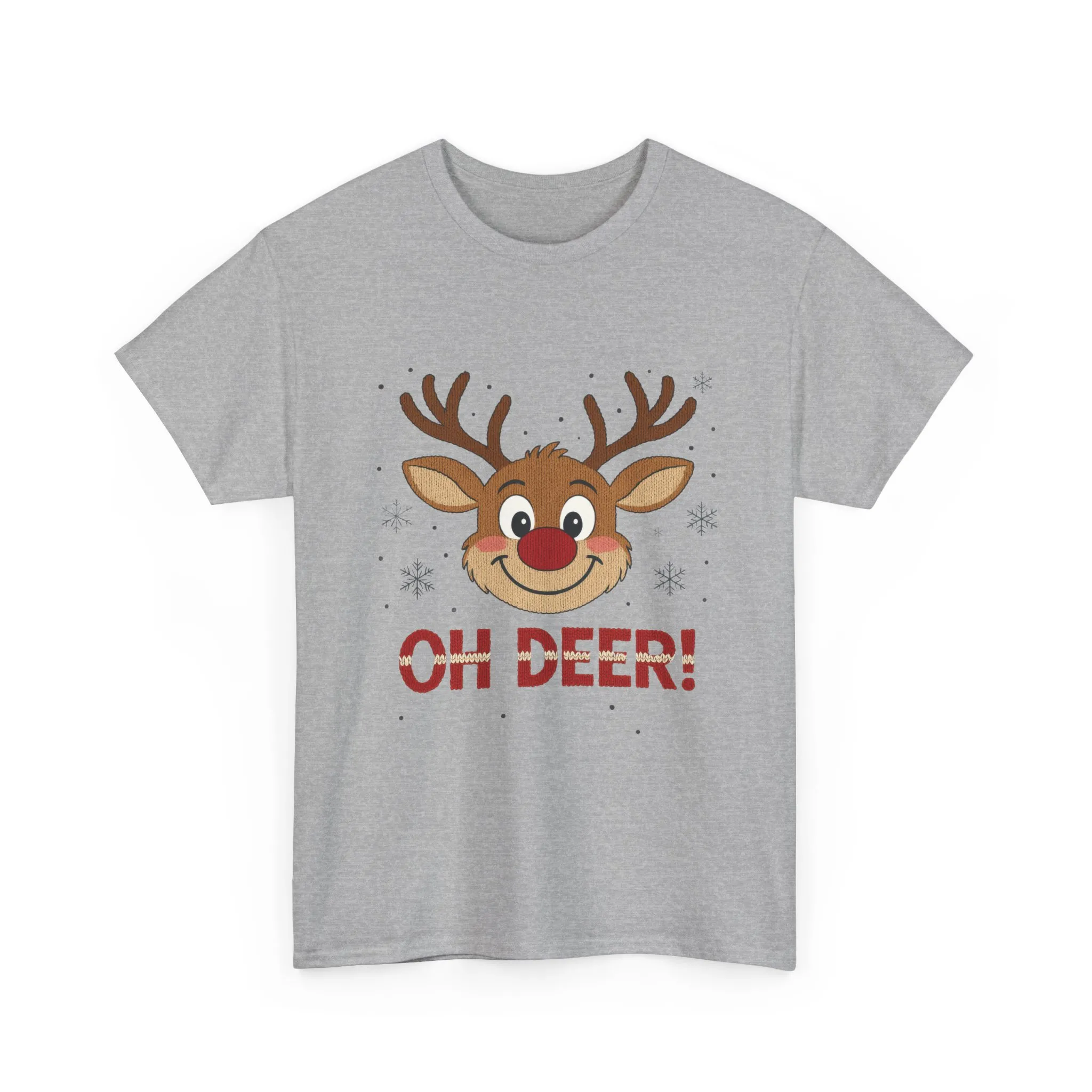 Women's Oh Deer Christmas T-Shirt, Cute Reindeer Holiday Graphic Tee, Women's Heavy Cotton Tee - Image 7