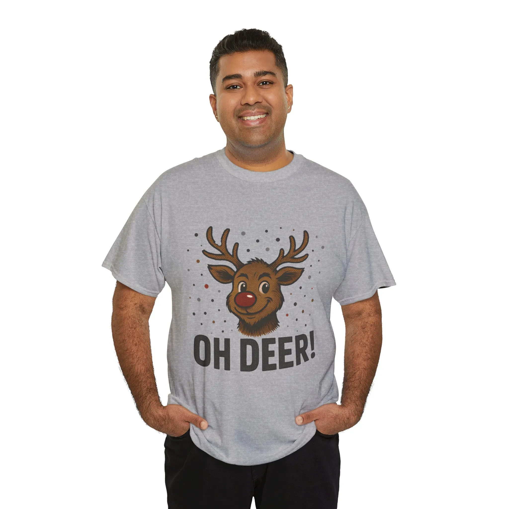 Men's Oh Deer Funny Christmas T-Shirt, Reindeer Holiday Graphic Tee - Image 3