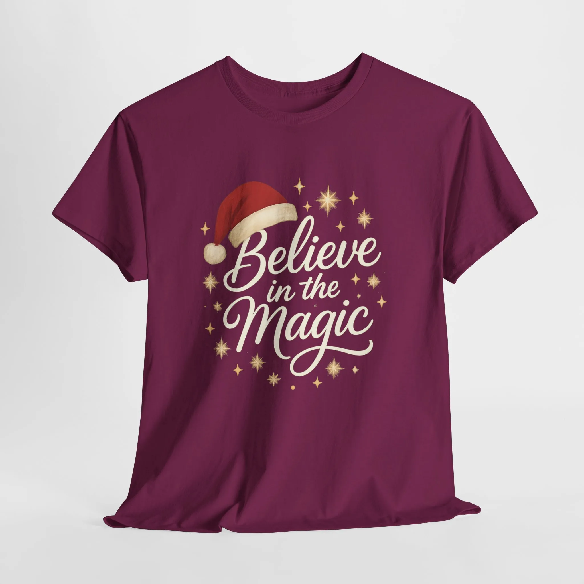 Believe in the Magic Christmas Women's Shirt, Santa Hat Holiday Tee - Image 2
