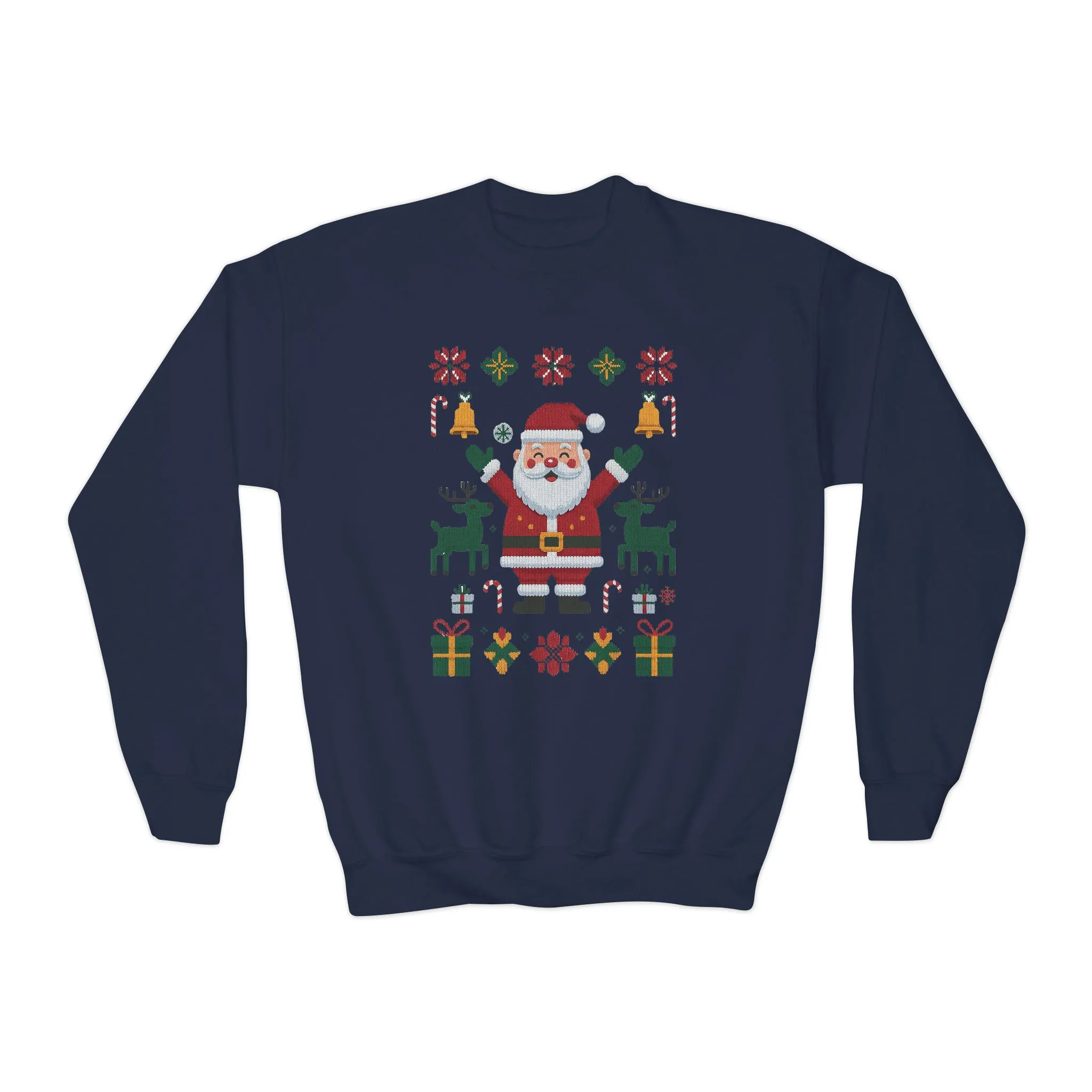 Kids Santa Christmas Sweatshirt, Cute Reindeer Holiday Jumper, Classic Christmas Sweater for Girls - Image 16