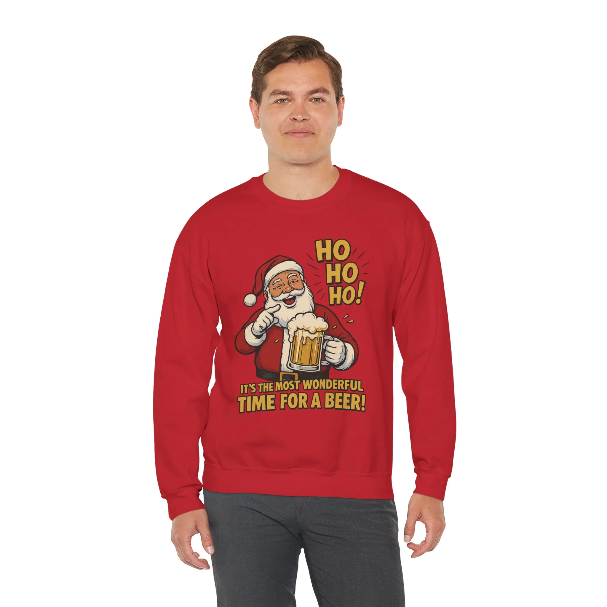 Funny Santa Beer Christmas Sweatshirt, Men's Holiday Pullover, Men's Heavy Blend™ Crewneck Sweatshirt - Image 21