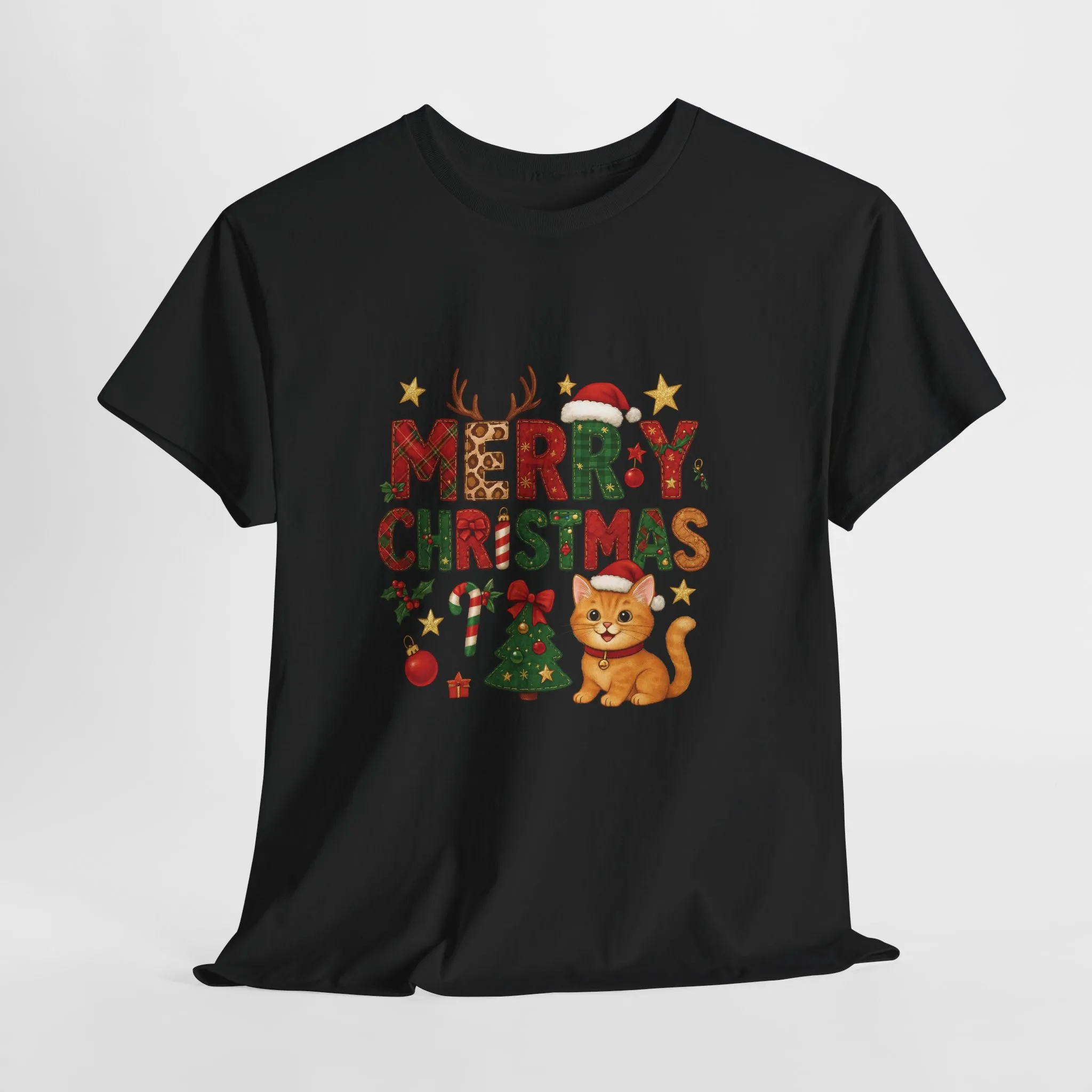 Merry Christmas Cat Shirt, Cute Holiday Cat Lovers Tee for Women - Image 4