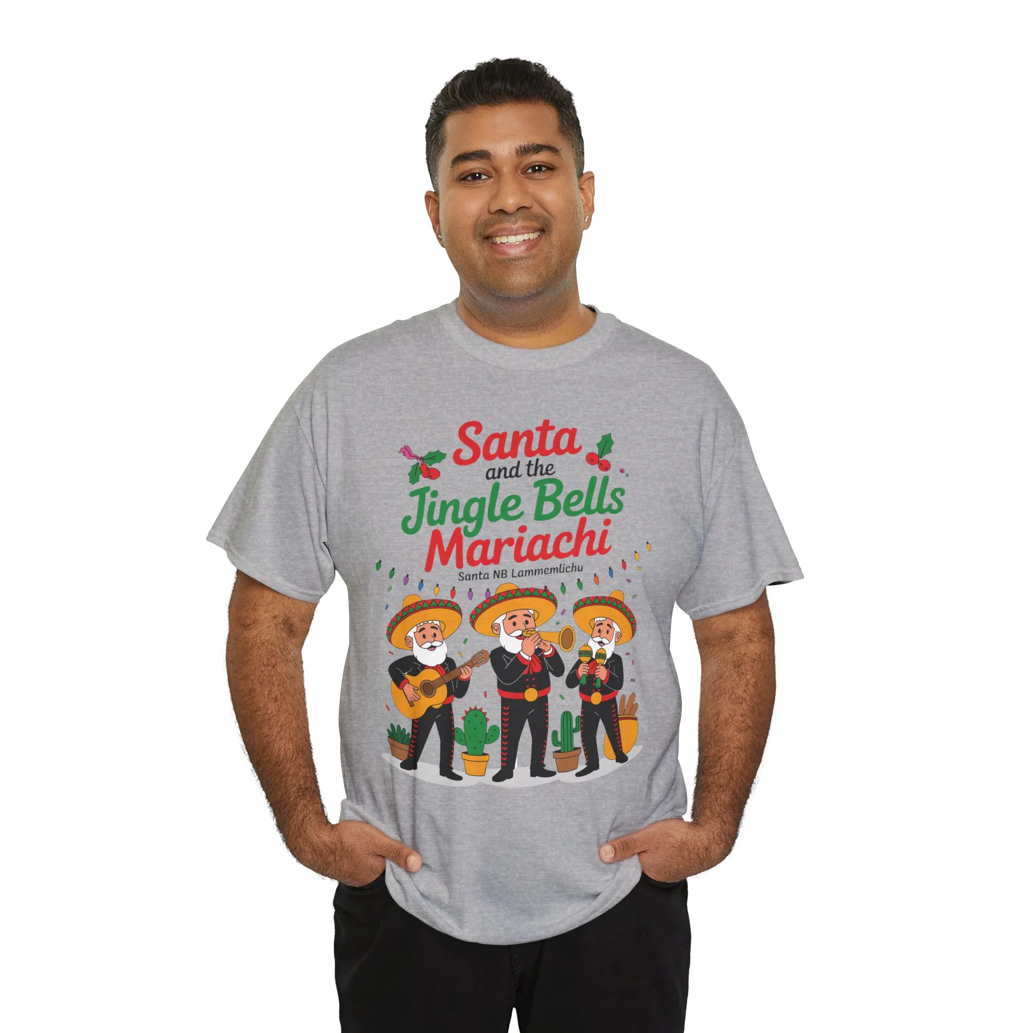 Santa and the Jingle Bells Mariachi, Funny Mexican Christmas T-Shirt, Latin Fiesta Holiday Tee, Navidad Humor Shirt - Image 12