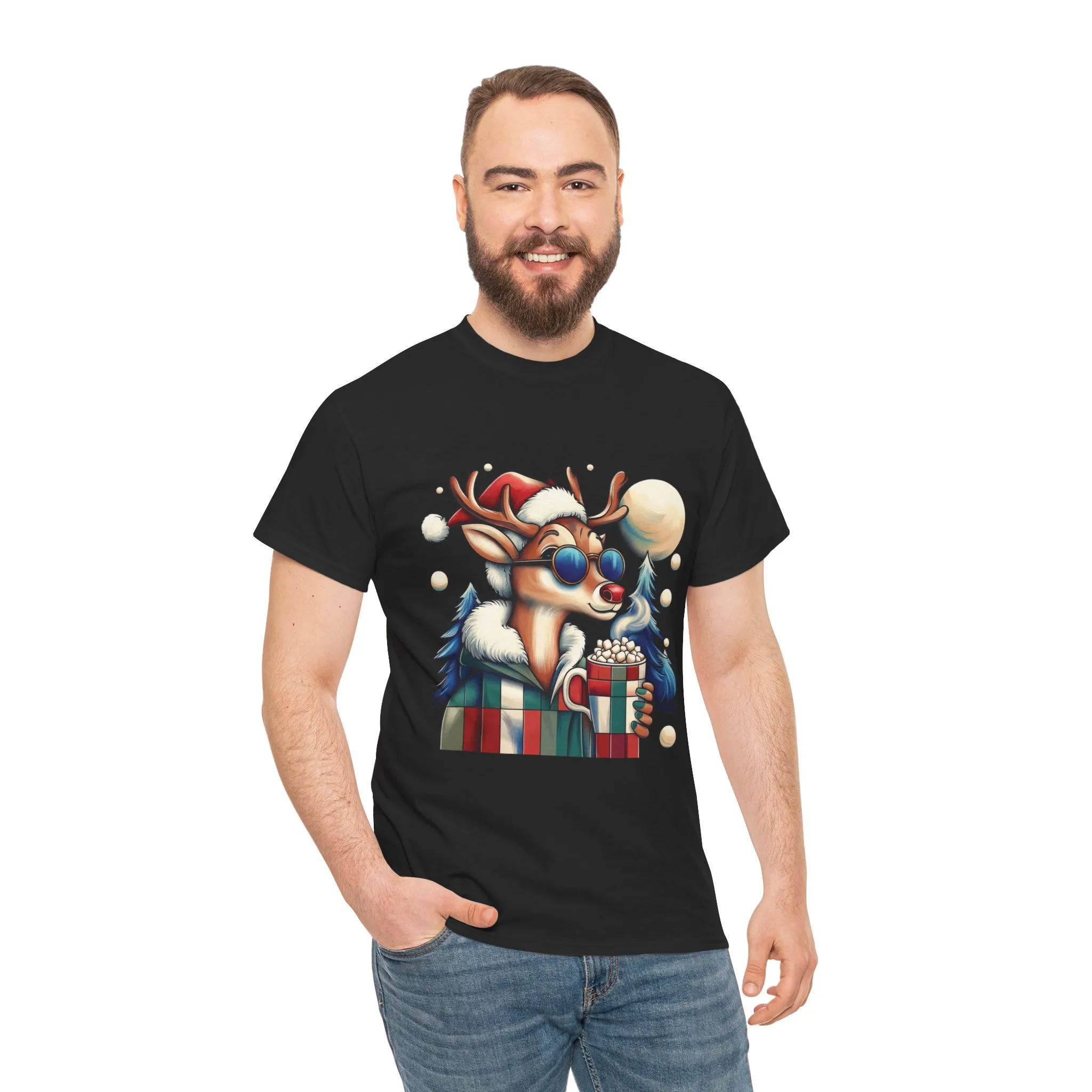 Cool Reindeer Christmas T-Shirt, Funny Holiday Shirt for Men - Image 5