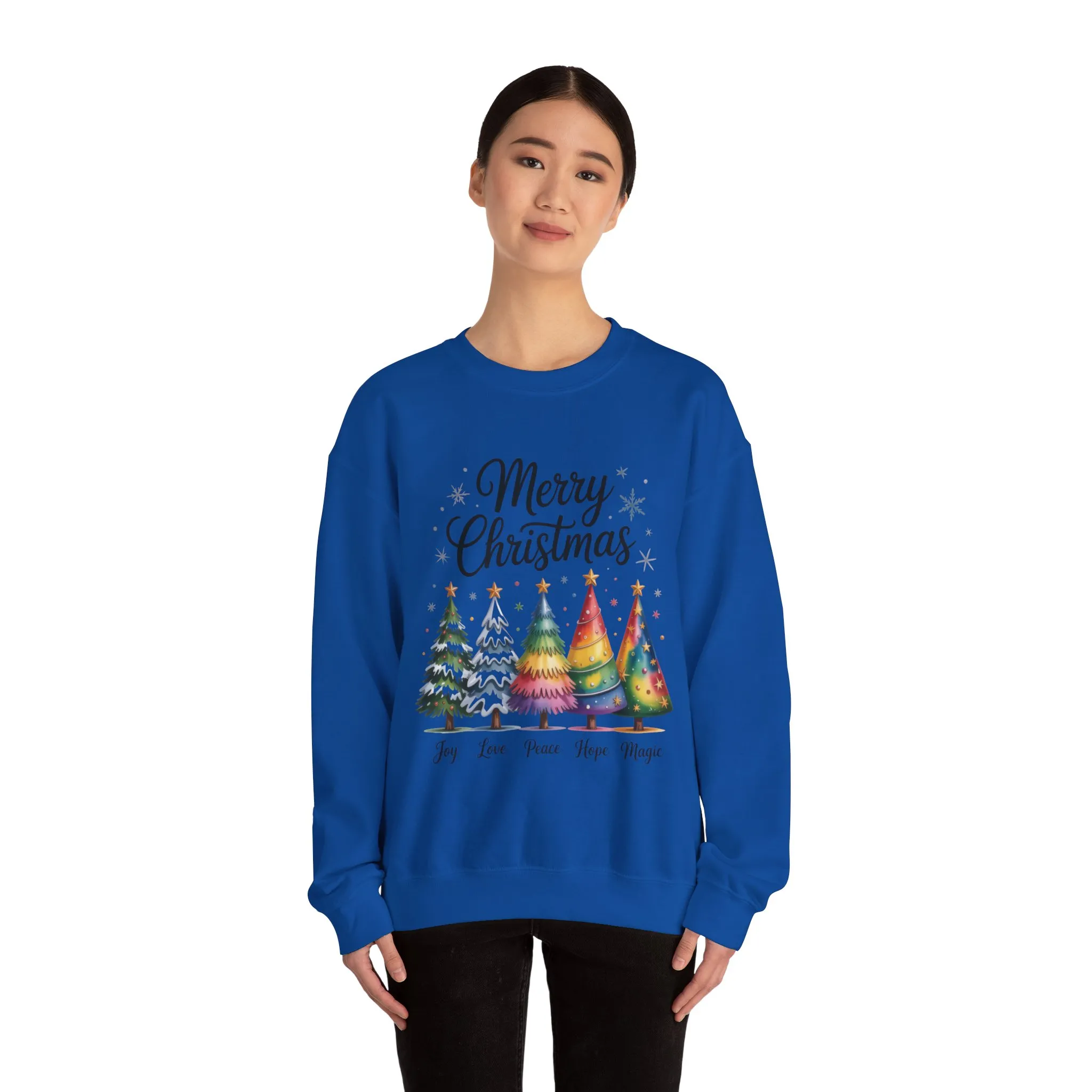 Merry Christmas Women's Sweatshirt, Joy Love Peace Hope Magic Pullover, Women's Heavy Blend™ Crewneck Sweatshirt - Image 14