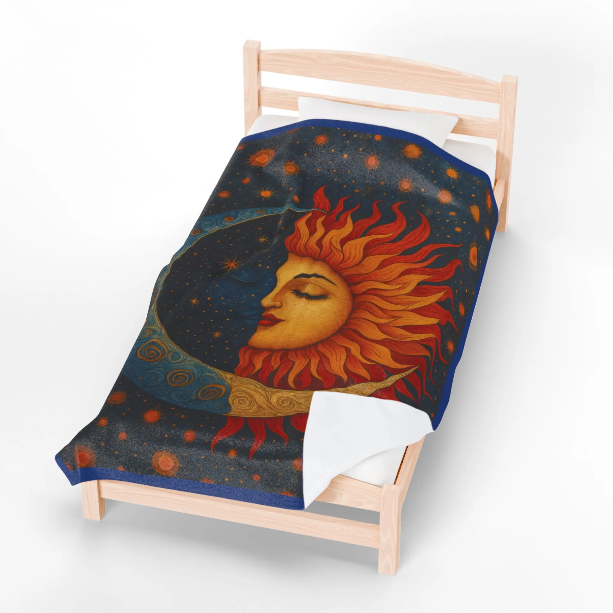Sun and Moon Velveteen Plush Blanket, Celestial Cosmic Throw Blanket, Boho Astrology Home Decor, Cozy Spiritual Gift for Star Lovers - Image 5