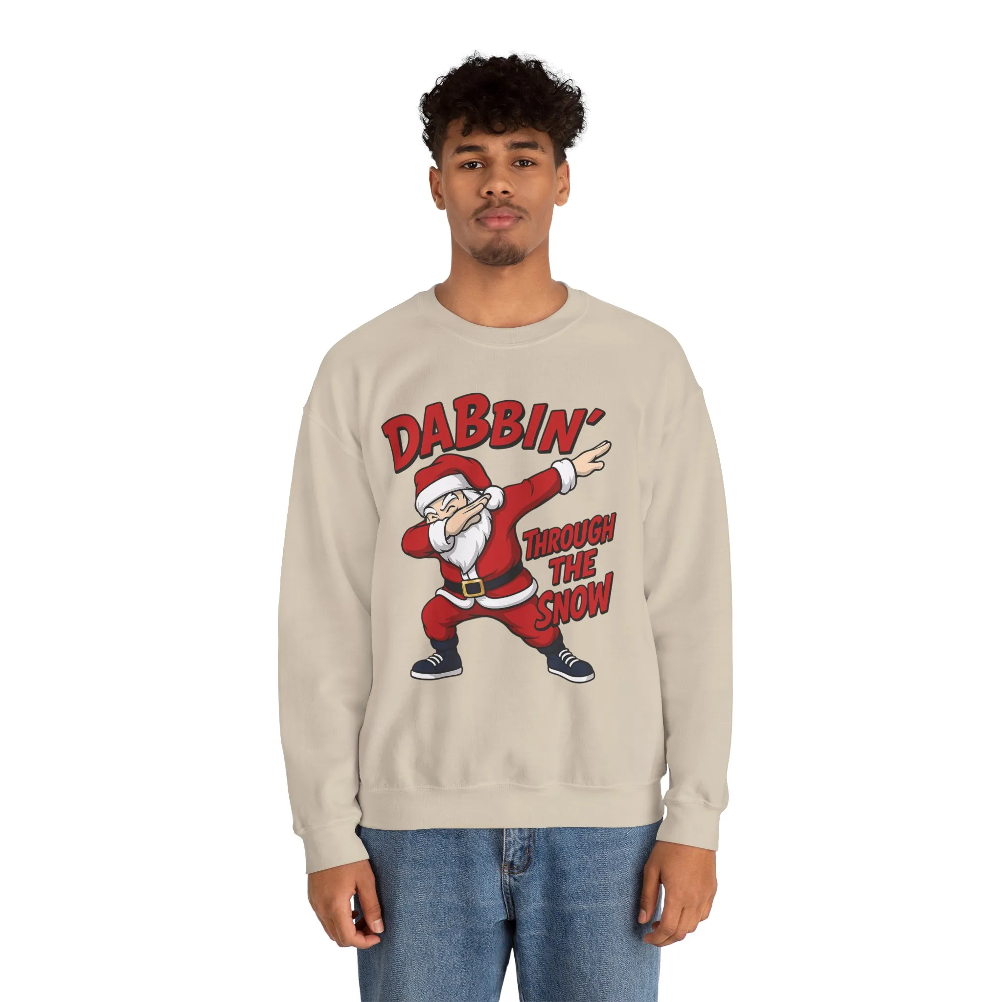 Dabbin Through The Snow Santa Men's Christmas Sweatshirt, Funny Holiday Jumper - Image 8