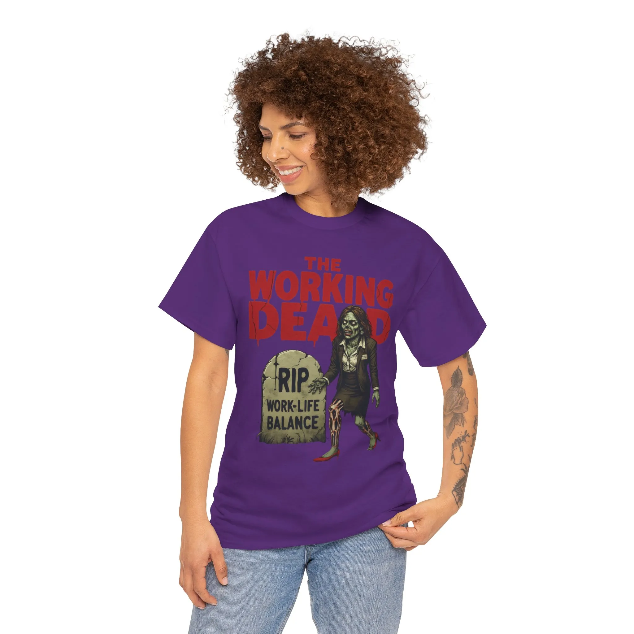 The Working Dead Women's Shirt, Funny Work Life Balance Zombie Tee, RIP Work Shirt, Halloween Office Humor, Overworked Shirt - Image 23