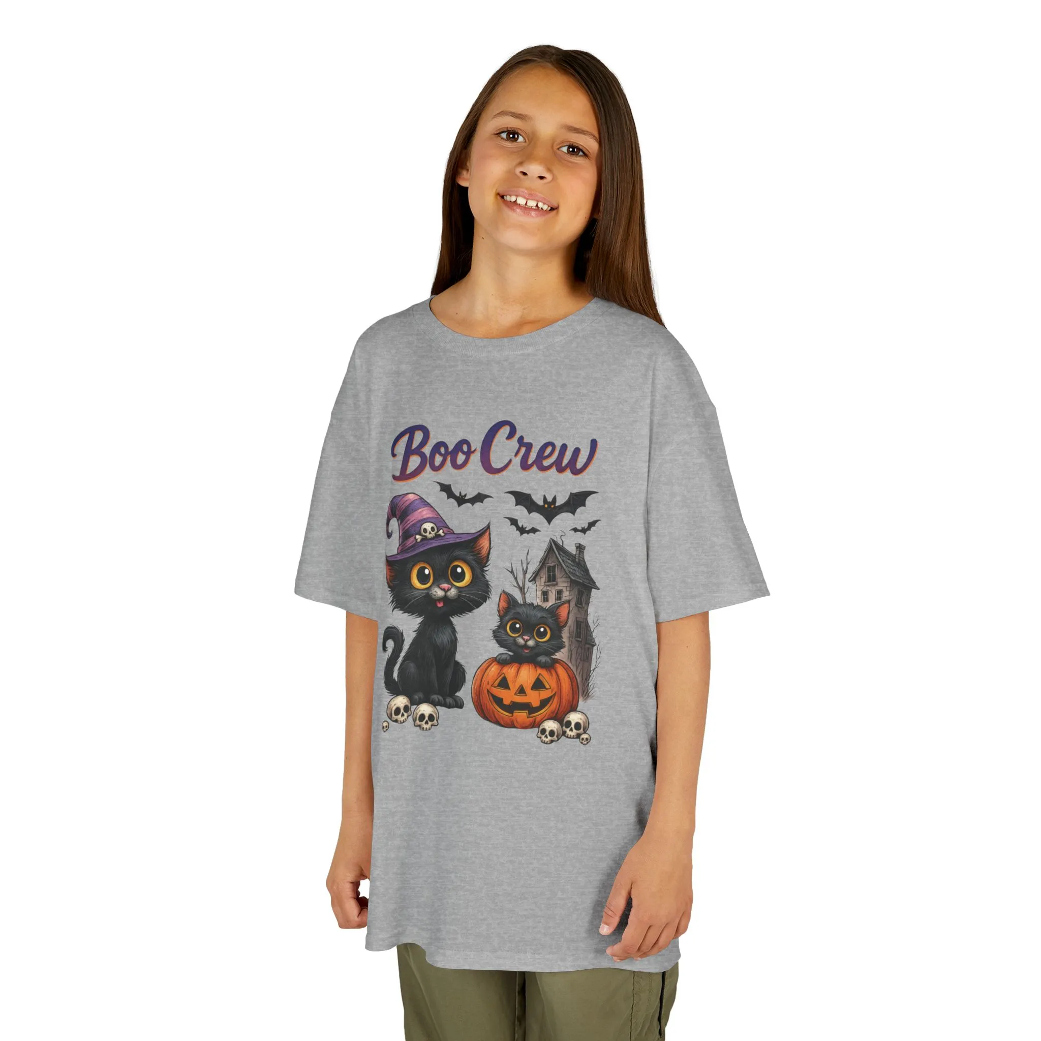 Boo Crew Kids Halloween T-Shirt, Cute Black Cats Pumpkin Design, Fun Spooky Shirt for Girls Boys - Image 5