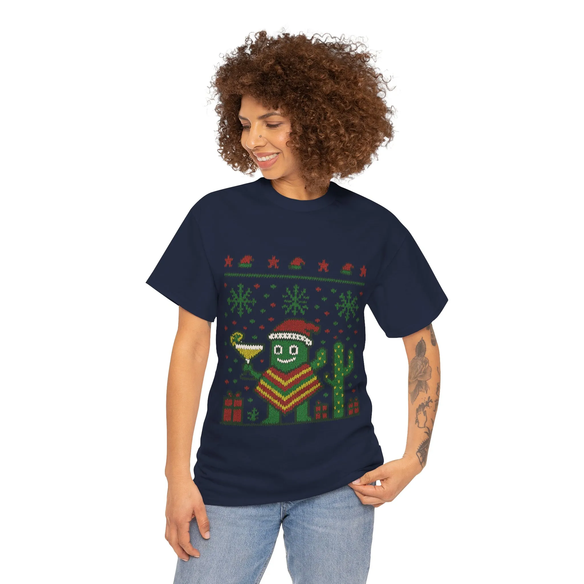Festive Cactus Christmas Shirt, Funny Holiday Santa Hat Tee for Women, Women's Funny Xmas Shirt - Image 17