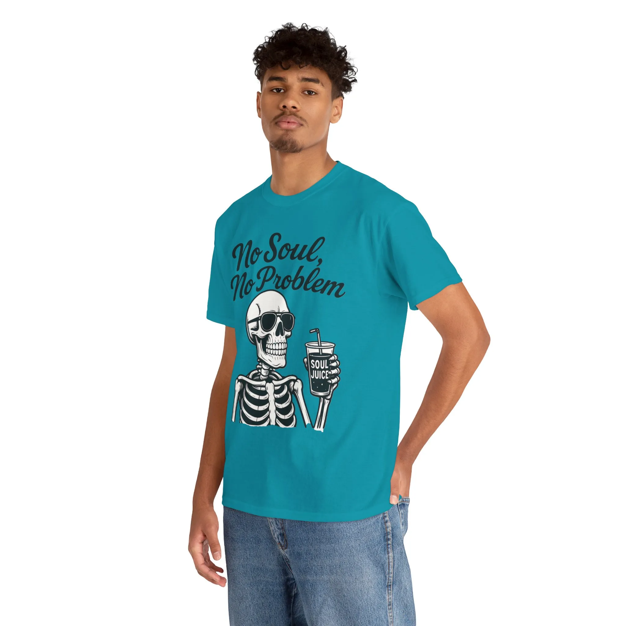 No Soul No Problem Skeleton T-Shirt for Men, Funny Gothic Skull Tee, Cool Spooky Halloween Shirt, Dark Humor Skeleton Graphic Top - Image 23