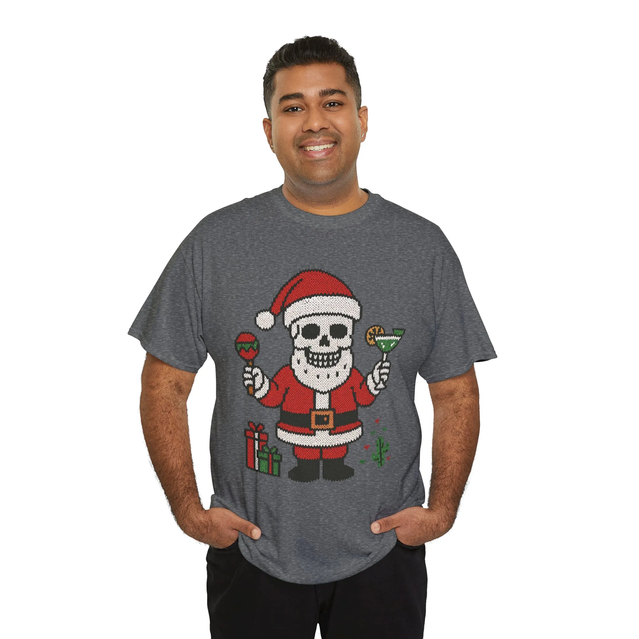 Funny Santa Skull Christmas Men's Shirt, Holiday Margarita Tee for Men - Image 12