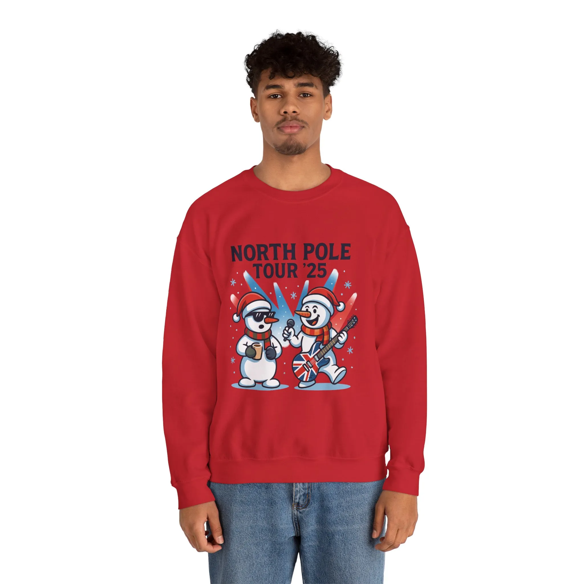 North Pole Tour 25 Men's Christmas Sweatshirt, Funny Rock Band Holiday Jumper - Image 26