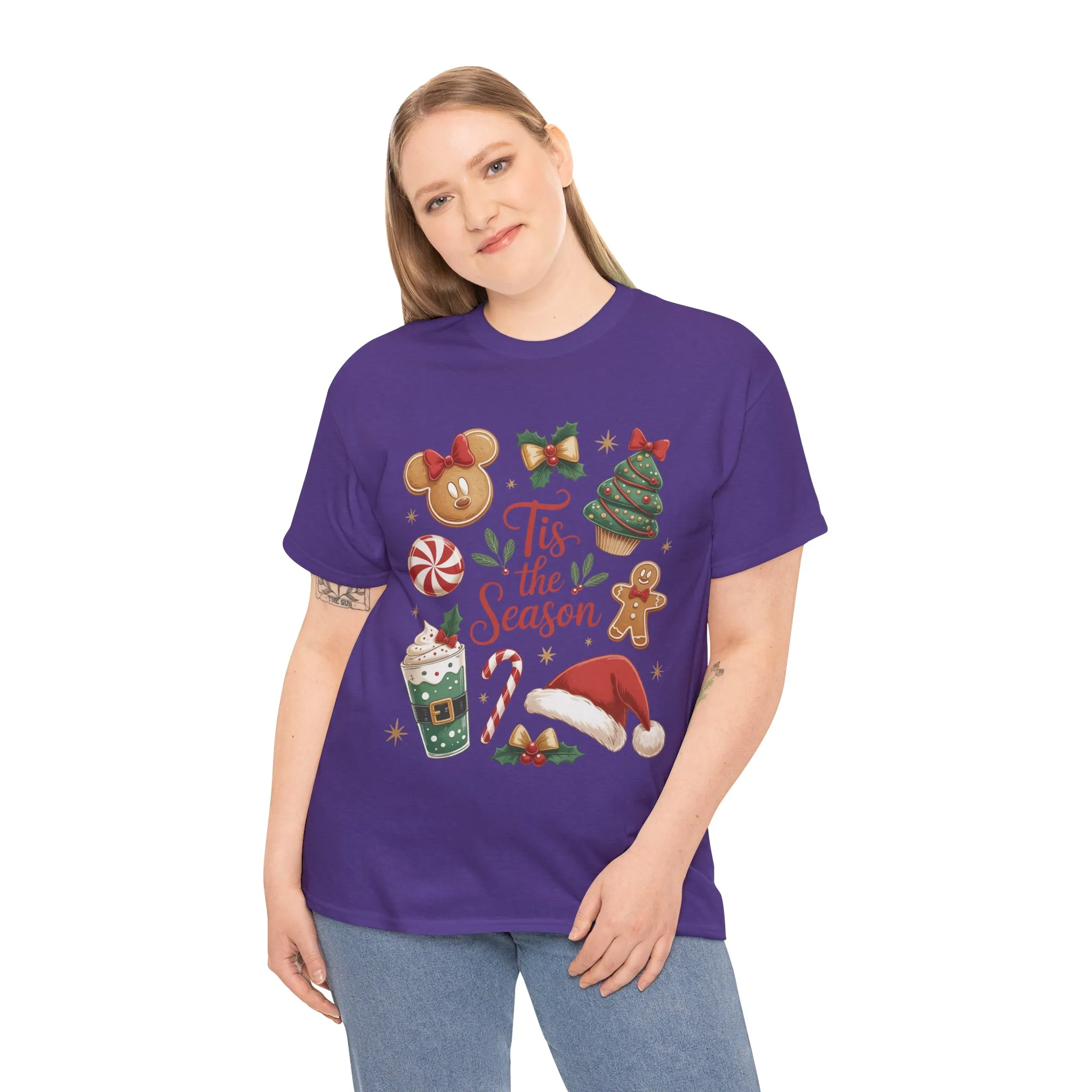 Women's Tis the Season Christmas Shirt, Cute Holiday Cookie - Coffee Tee, Women's Heavy Cotton Tee - Image 18