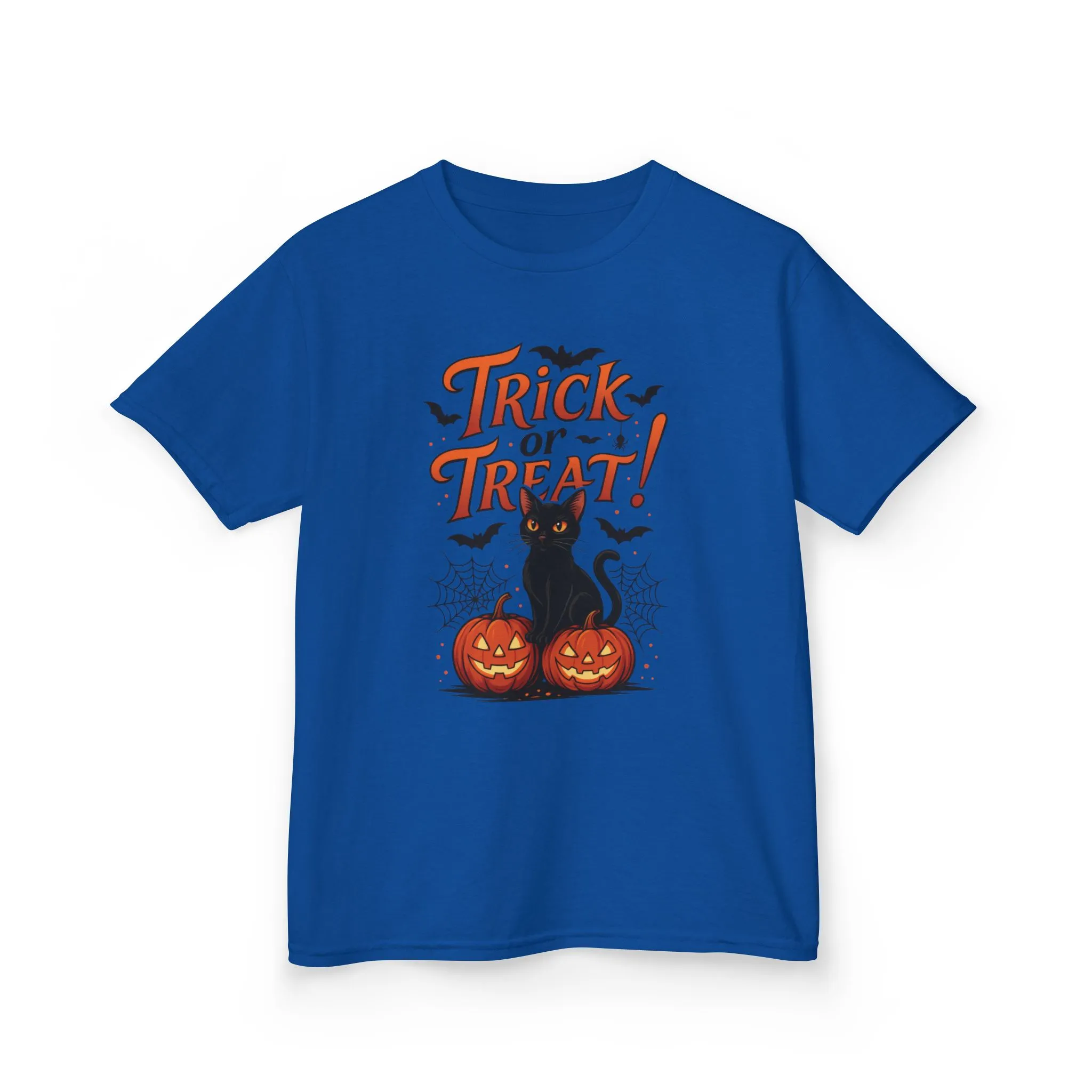 Cute Trick or Treat Black Cat T-Shirt for Girls Boys, Fun Spooky Halloween Tee, Pumpkin Cat Shirt for Kids, Fall Party Outfit - Image 16