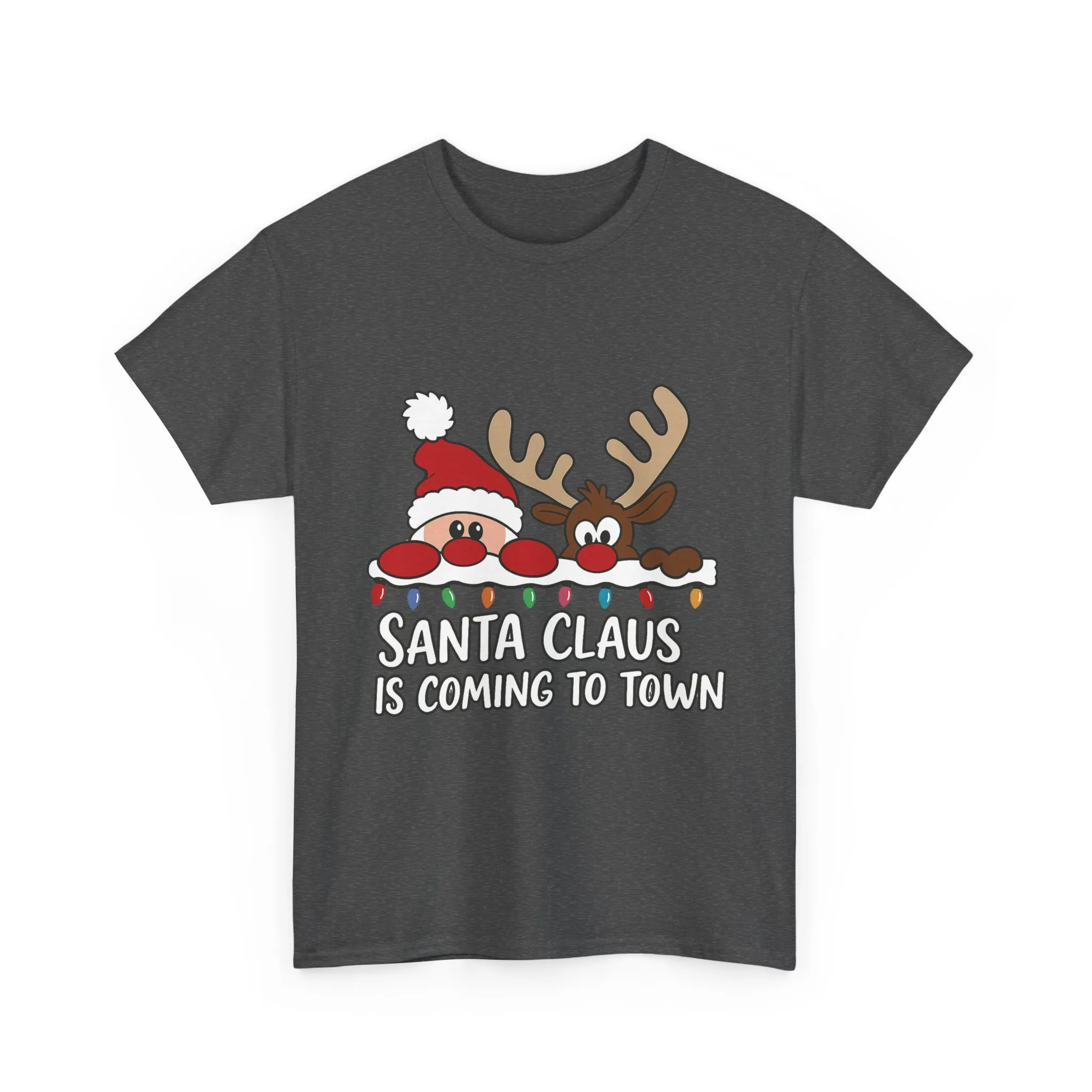 Santa Claus Is Coming to Town Women's Christmas T-Shirt, Cute Santa - Reindeer Holiday Tee - Image 13