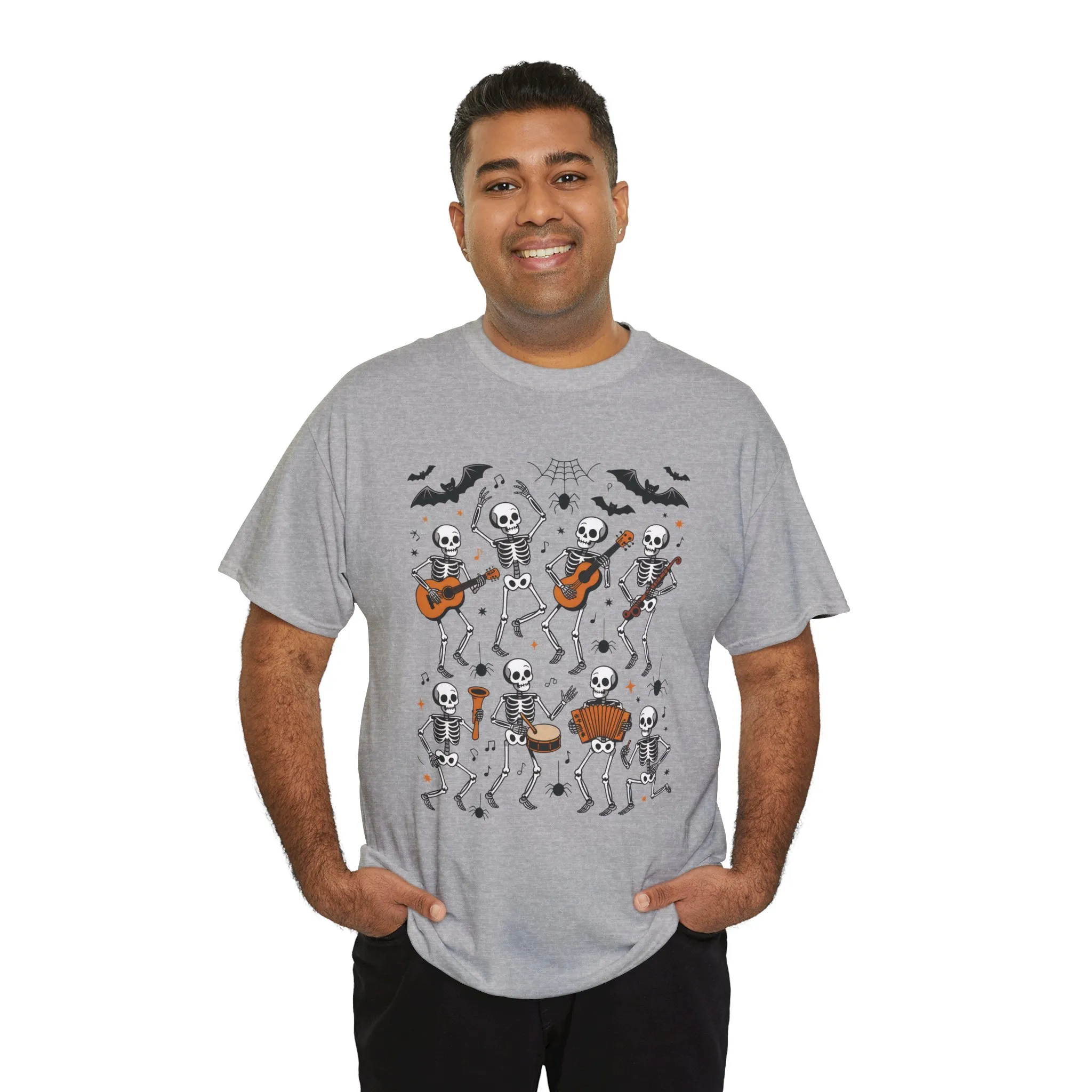 Dancing Skeleton Band Halloween T-Shirt for Men, Funny Spooky Music Tee, Rock and Roll Skeleton Shirt, Cool Halloween Party Outfit - Image 12