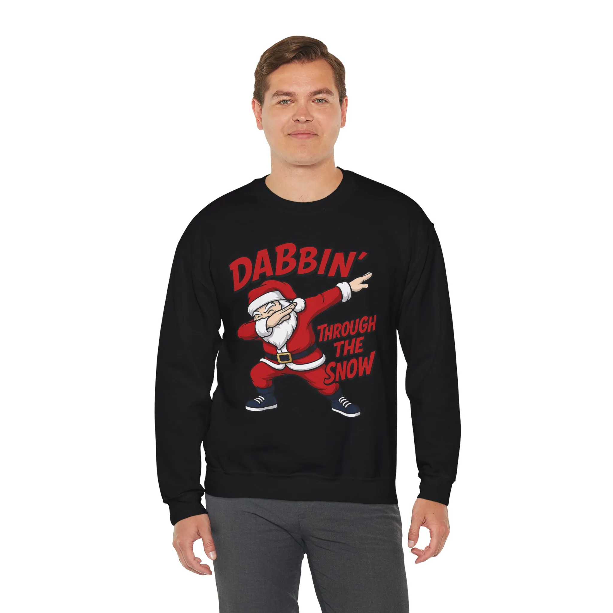 Dabbin Through The Snow Santa Men's Christmas Sweatshirt, Funny Holiday Jumper - Image 6