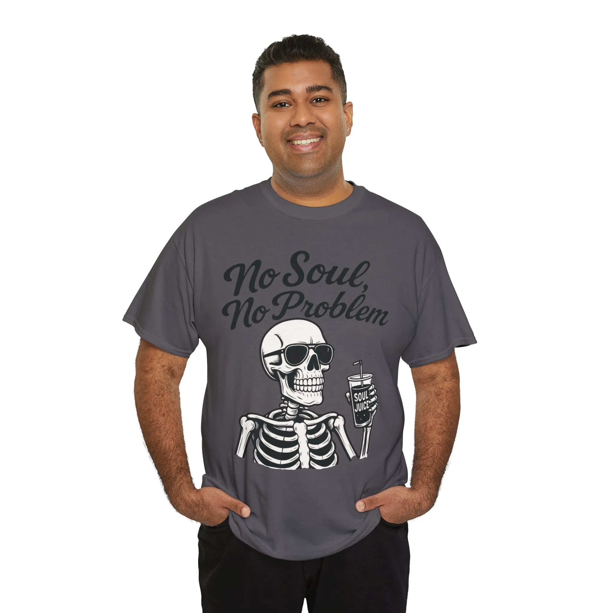 No Soul No Problem Skeleton T-Shirt for Men, Funny Gothic Skull Tee, Cool Spooky Halloween Shirt, Dark Humor Skeleton Graphic Top - Image 32
