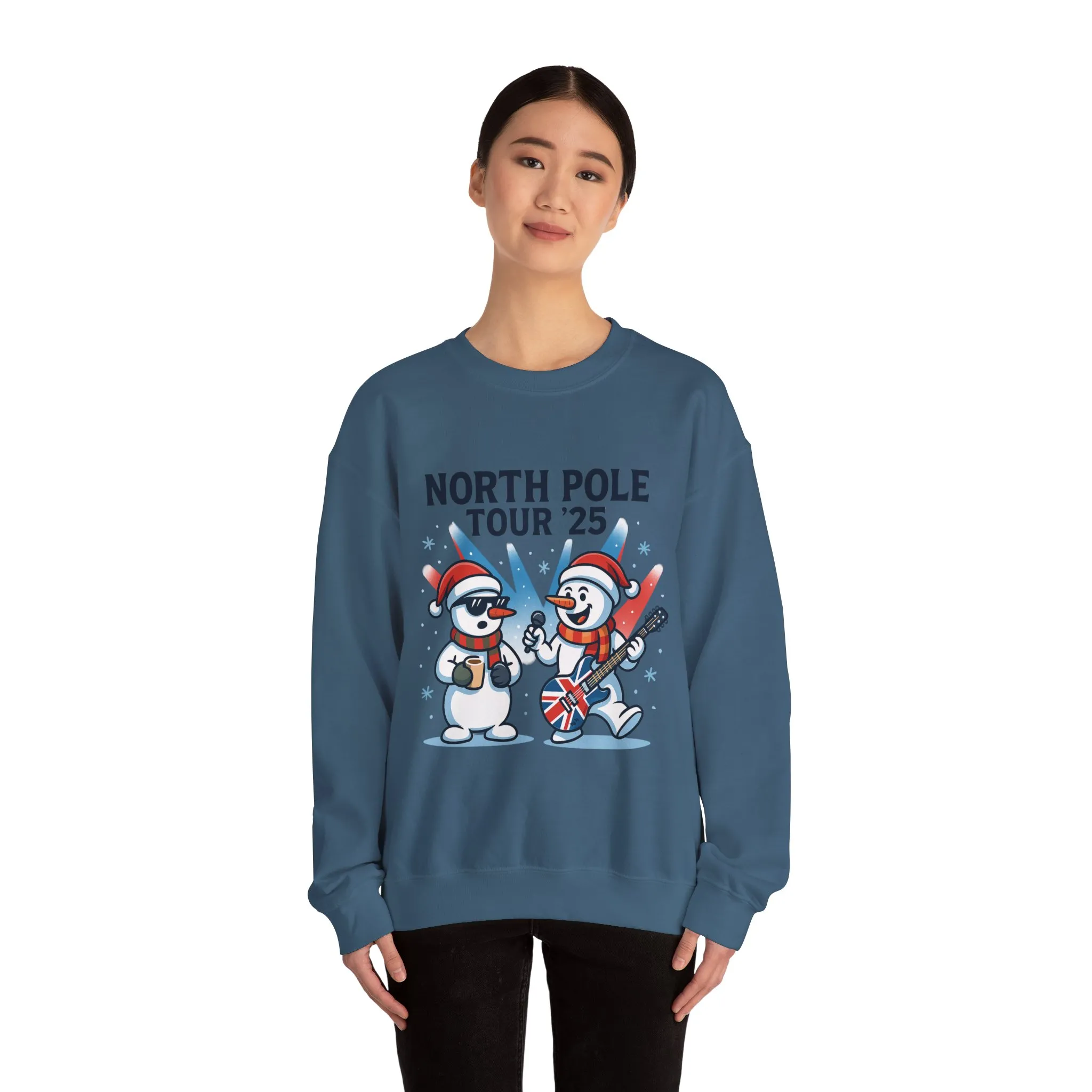 North Pole Tour 25 Women's Christmas Sweatshirt, Funny Rock Holiday Jumper - Image 11