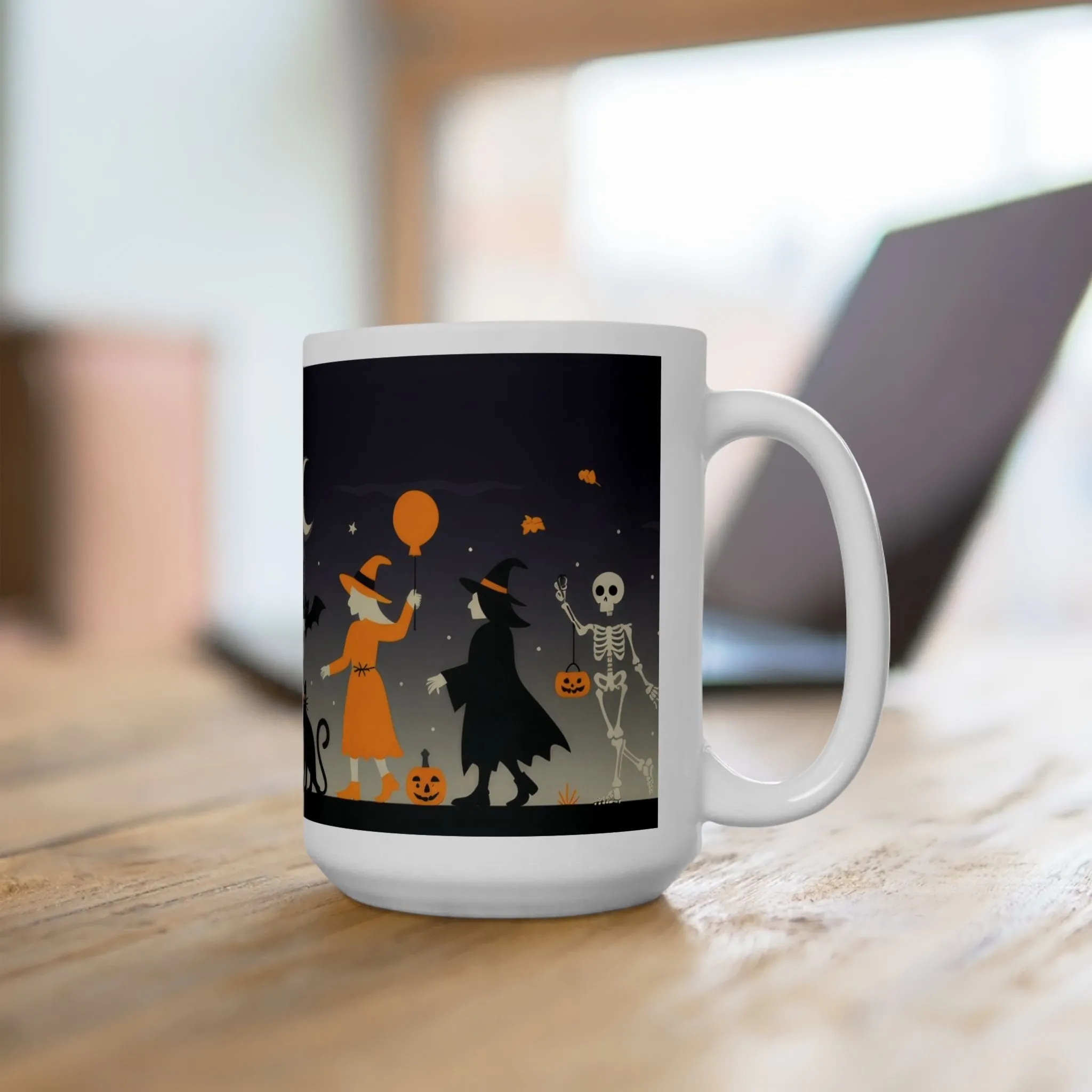Halloween Night Parade Mug, Witches, Ghosts, Skeletons, Spooky Night Coffee Cup, Gothic Fall Gift for Her - HimCeramic Mug, (11oz, 15oz) - Image 13
