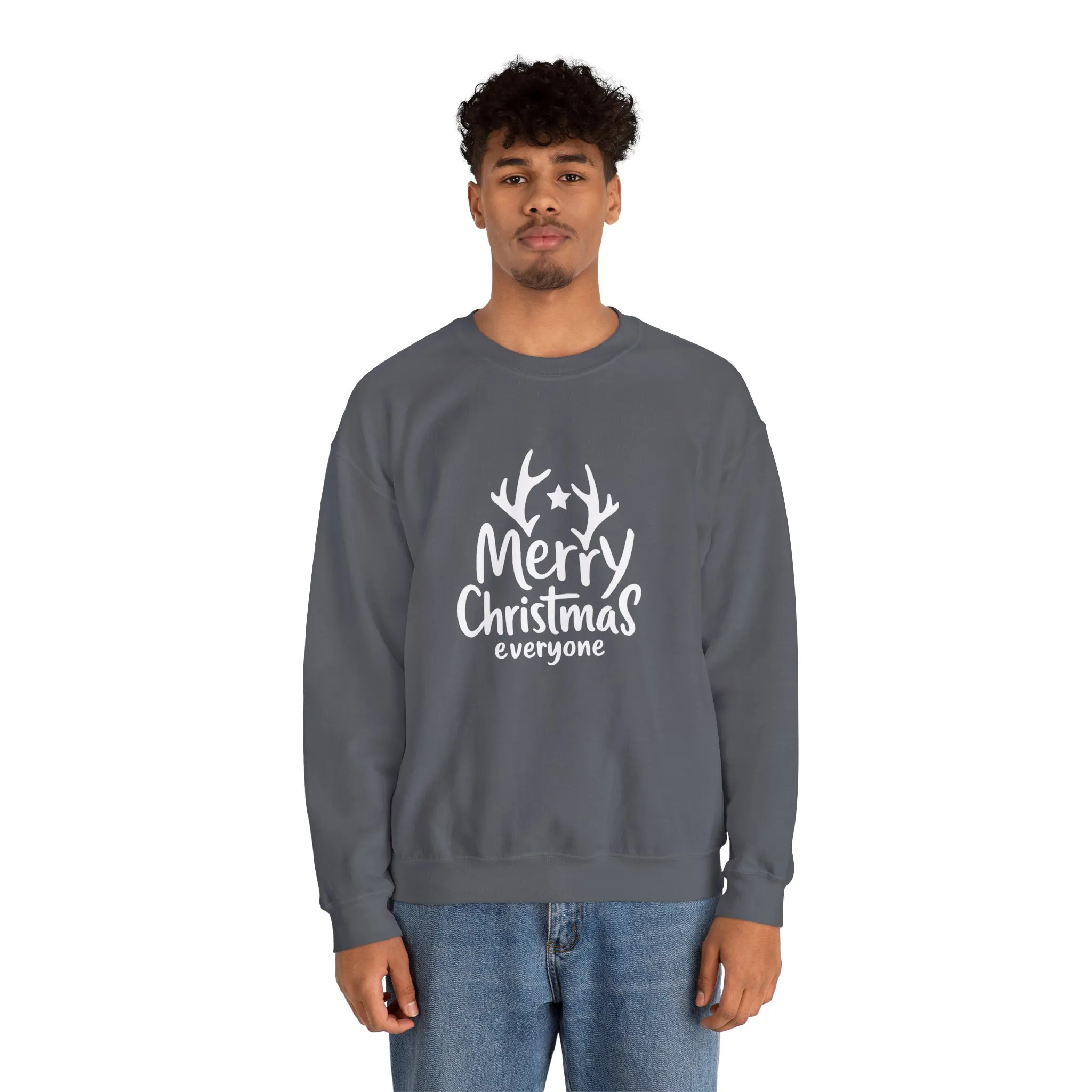 Merry Christmas Everyone Men's Sweatshirt, Classic Holiday Pullover, Minimal Winter Style Crewneck Sweatshirt - Image 11