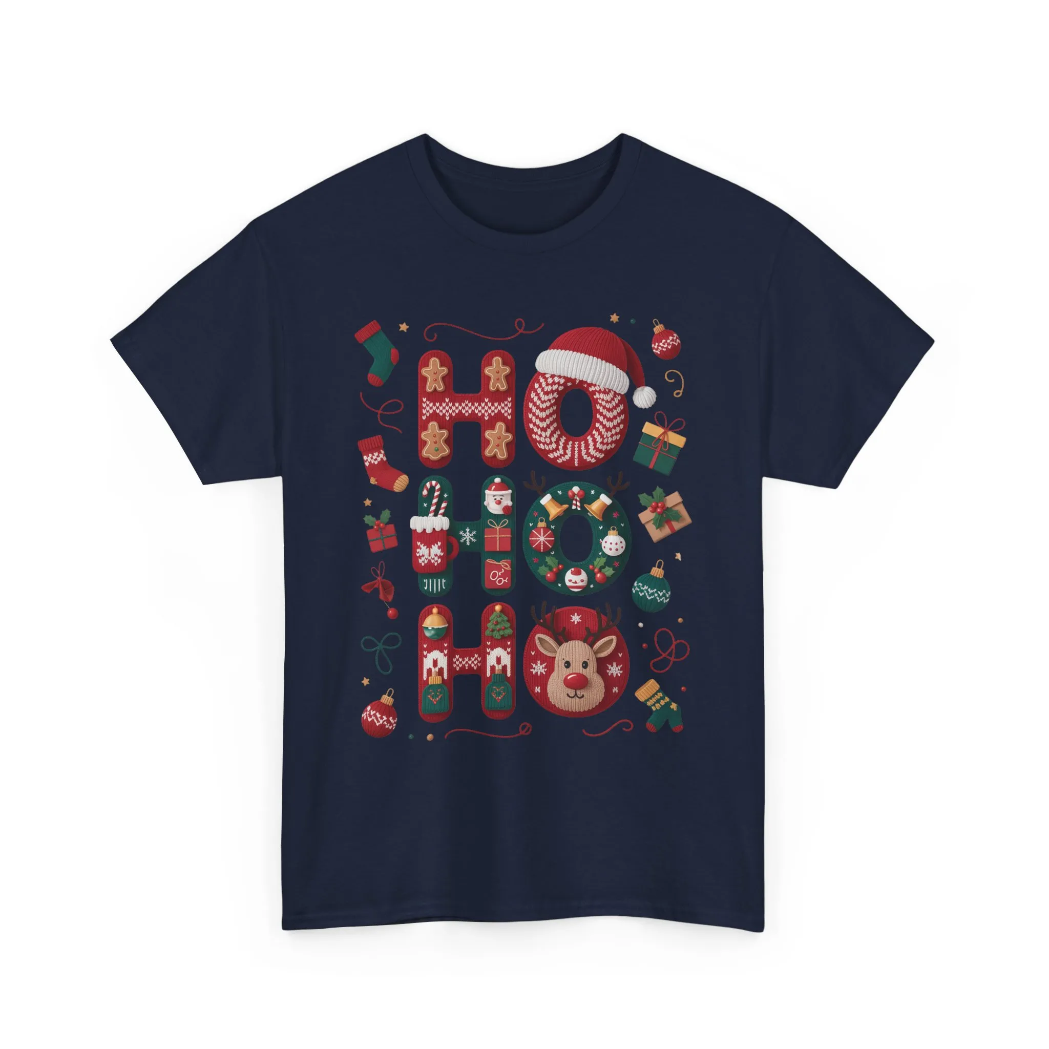 Ho Ho Ho Women's Christmas T-Shirt - Sweatshirt, Cute Festive Holiday Top, Gingerbread, Reindeer - Santa Hat Design, Cozy Christmas Fashion - Image 25