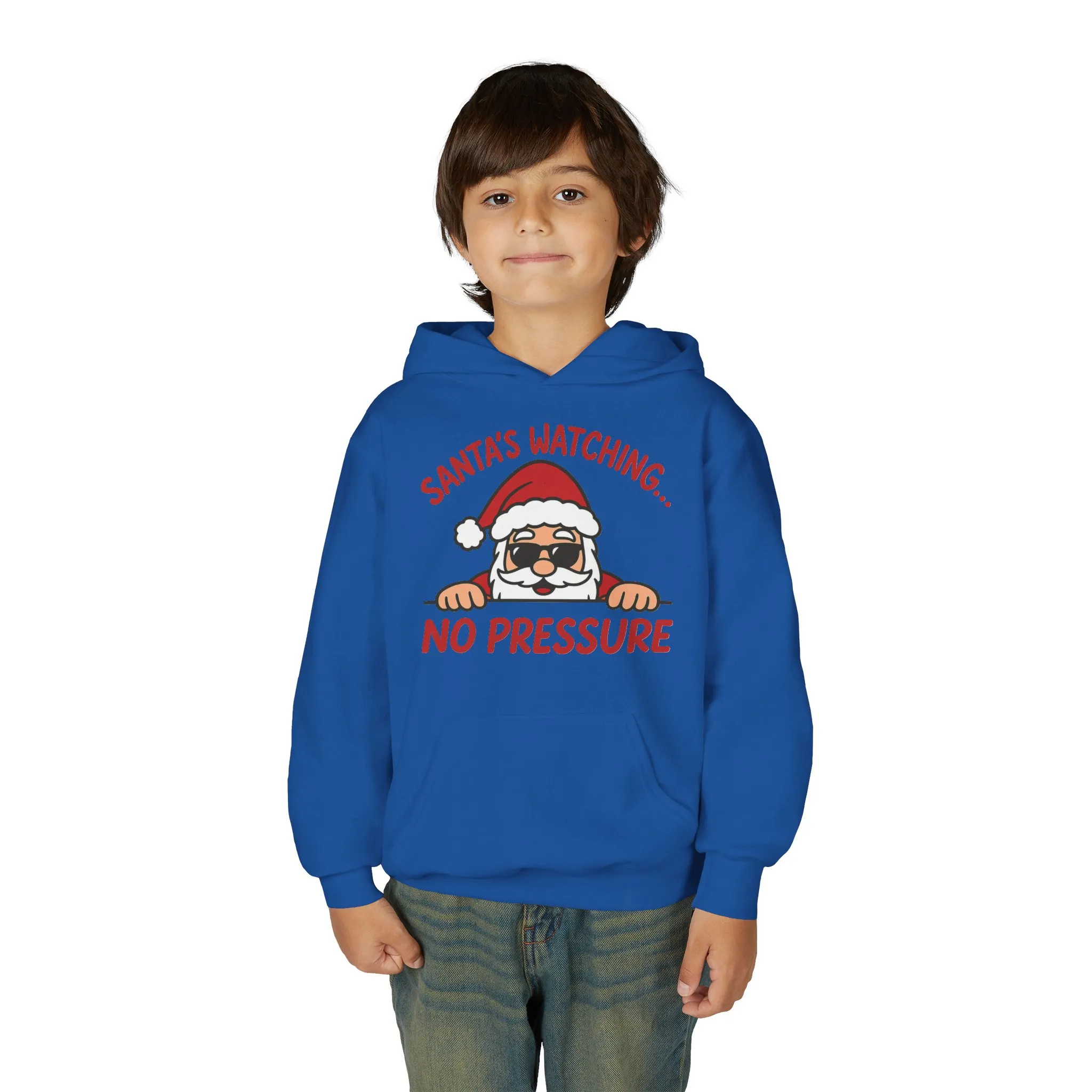 Santa's Watching No Pressure Kids Christmas Hoodie, Funny Holiday Sweatshirt for Youth - Image 17