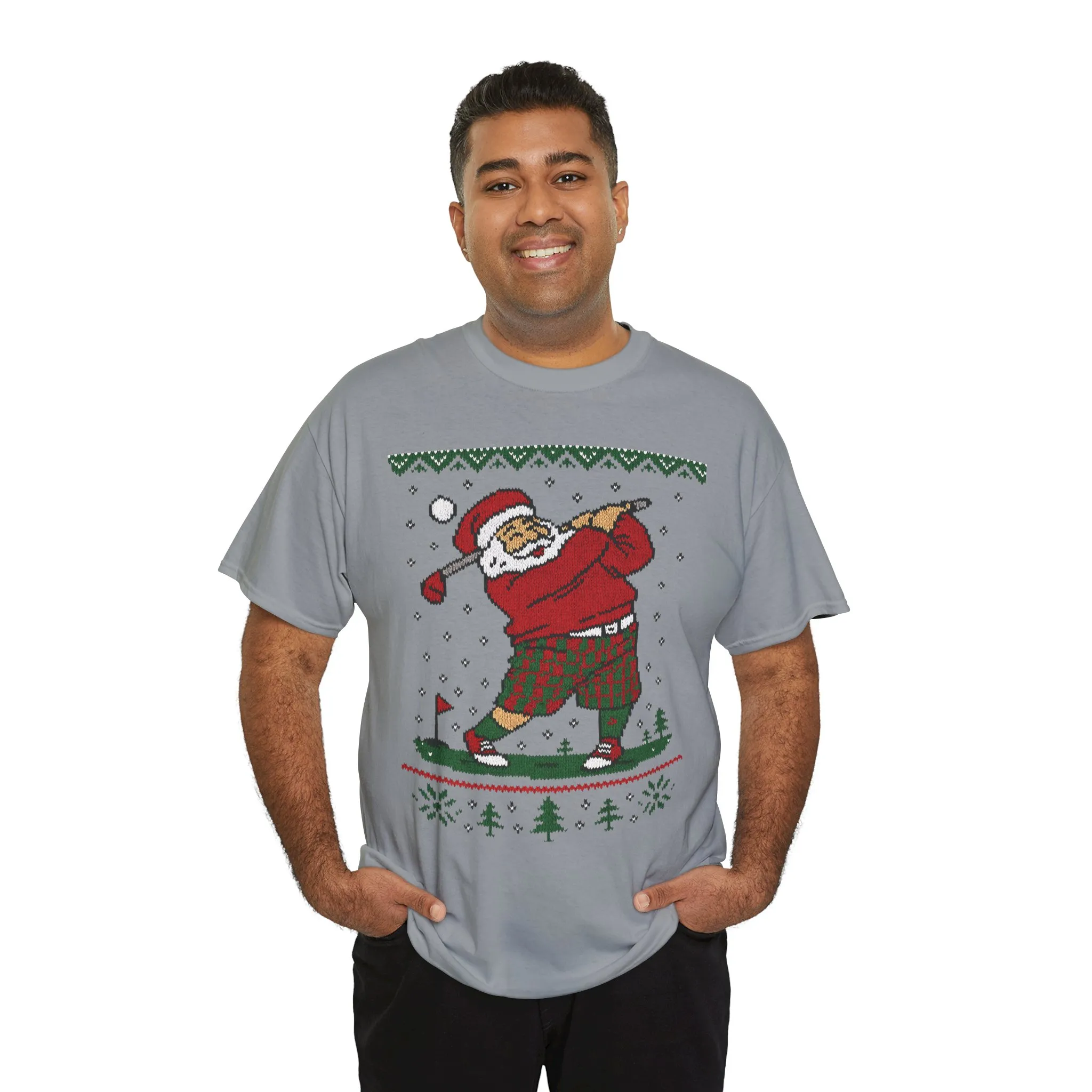 Funny Golfing Santa Christmas T-Shirt, Ugly Christmas Golf Shirt for Men, Holiday Golf Player Tee - Image 3
