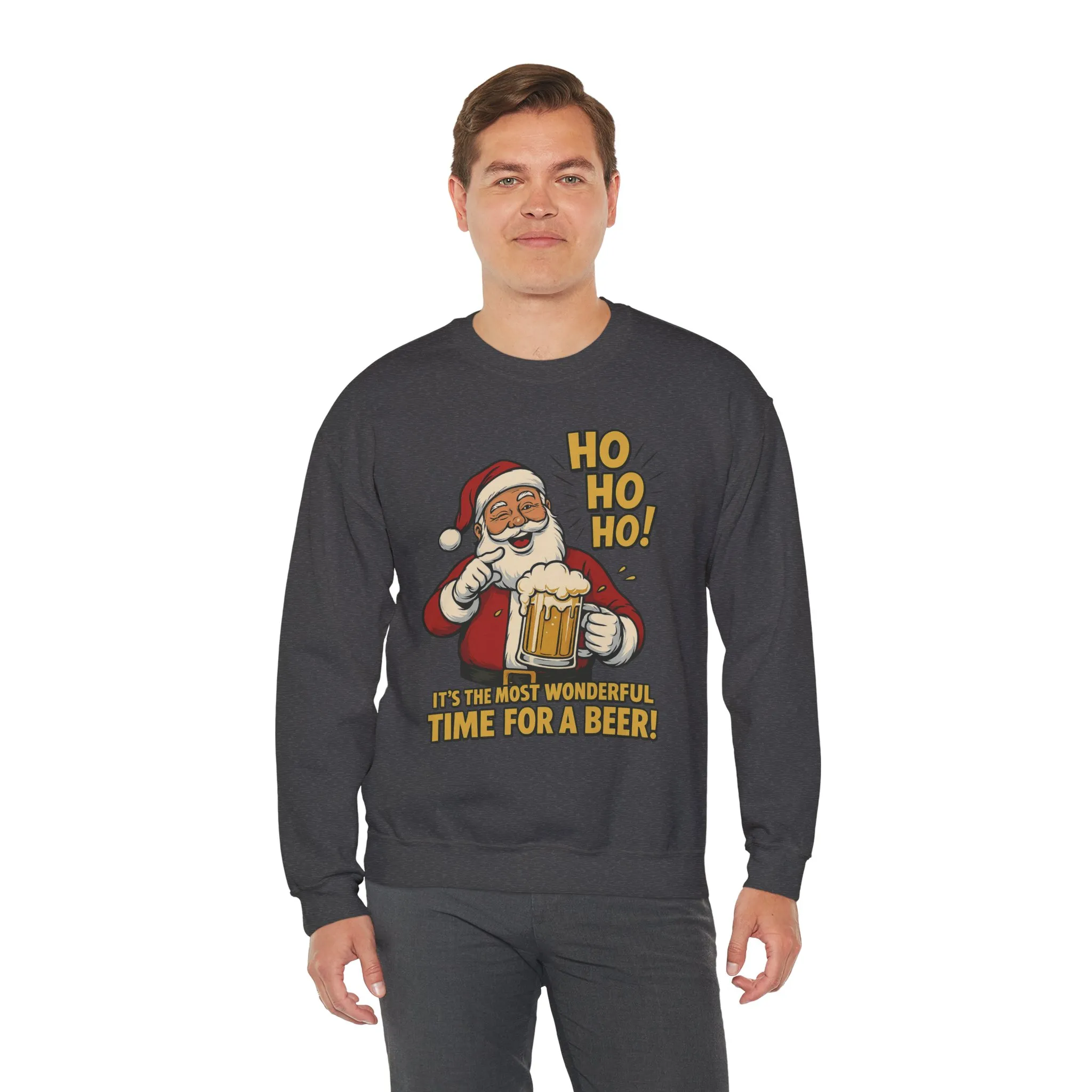 Funny Santa Beer Christmas Sweatshirt, Men's Holiday Pullover, Men's Heavy Blend™ Crewneck Sweatshirt - Image 24