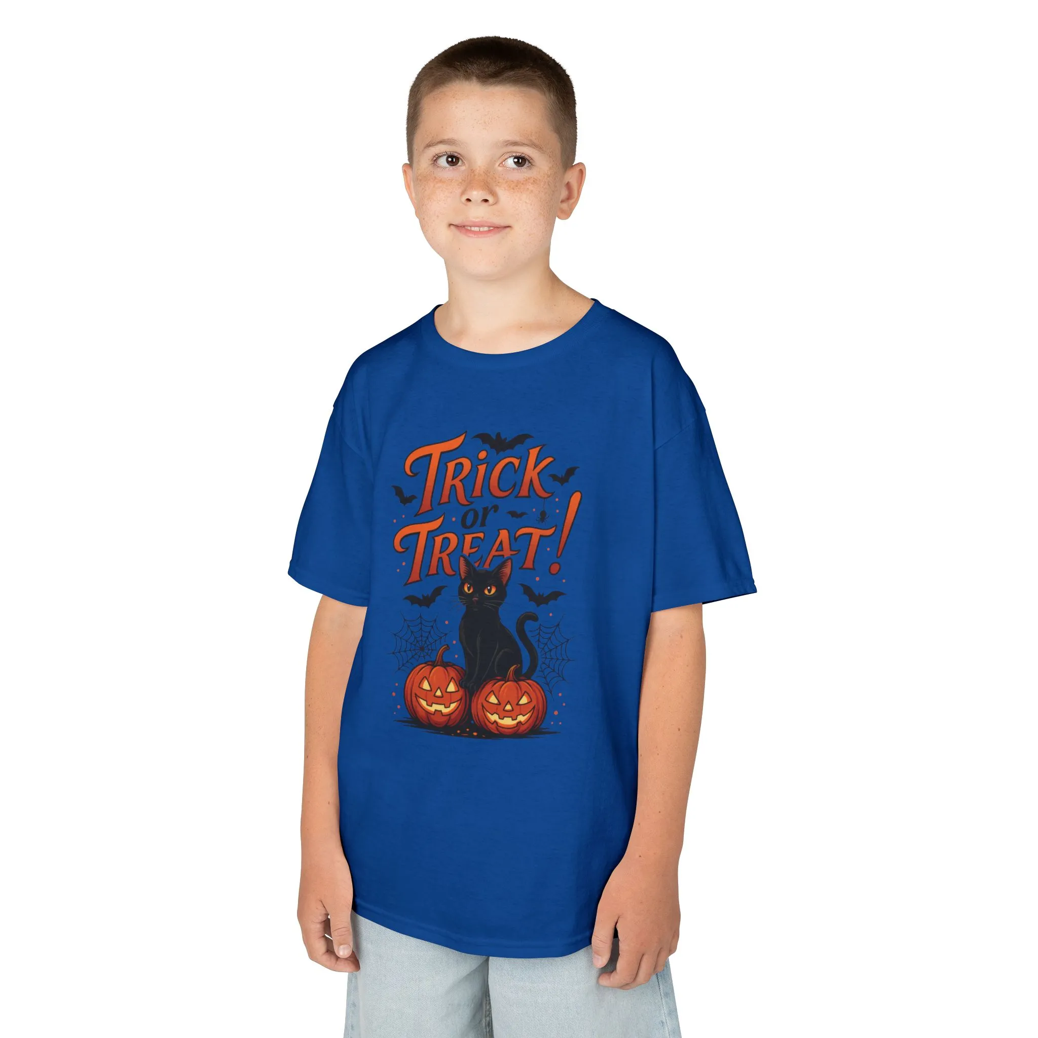Cute Trick or Treat Black Cat T-Shirt for Girls Boys, Fun Spooky Halloween Tee, Pumpkin Cat Shirt for Kids, Fall Party Outfit - Image 18