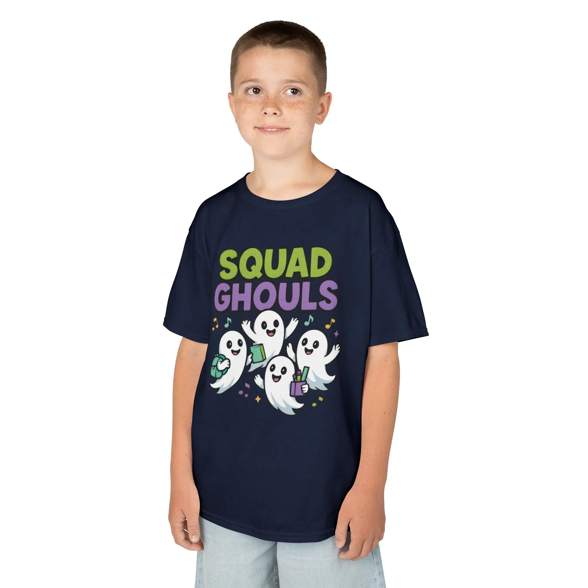 Kids Squad Ghouls T-Shirt, Cute Ghost Friends School Shirt, Halloween Back to School Tee for Boys & Girls - Image 15