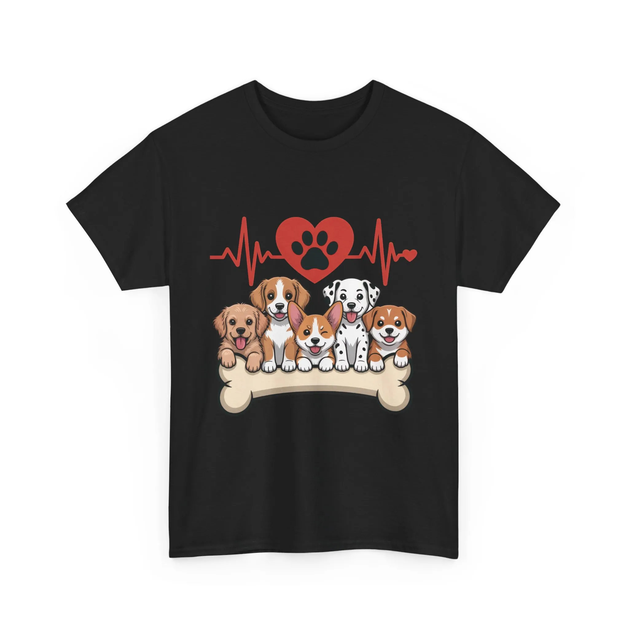 Cute Puppy Heartbeat Women's T-Shirt, Dog Lover Gift, Paw Print Heart Graphic Tee - Image 7