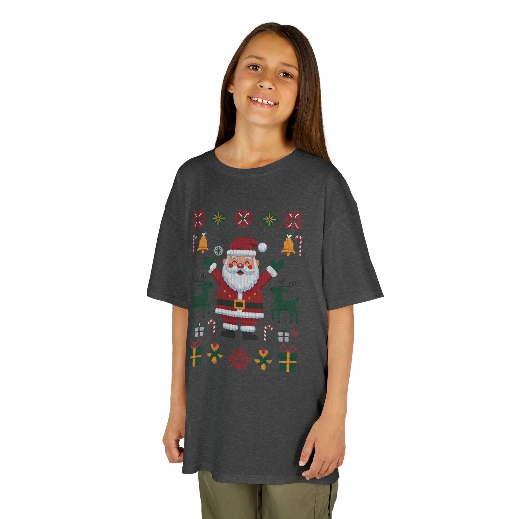 Kids Santa Christmas T-Shirt, Cute Reindeer Holiday Tee, Classic Christmas Shirt for Girls - Image 12