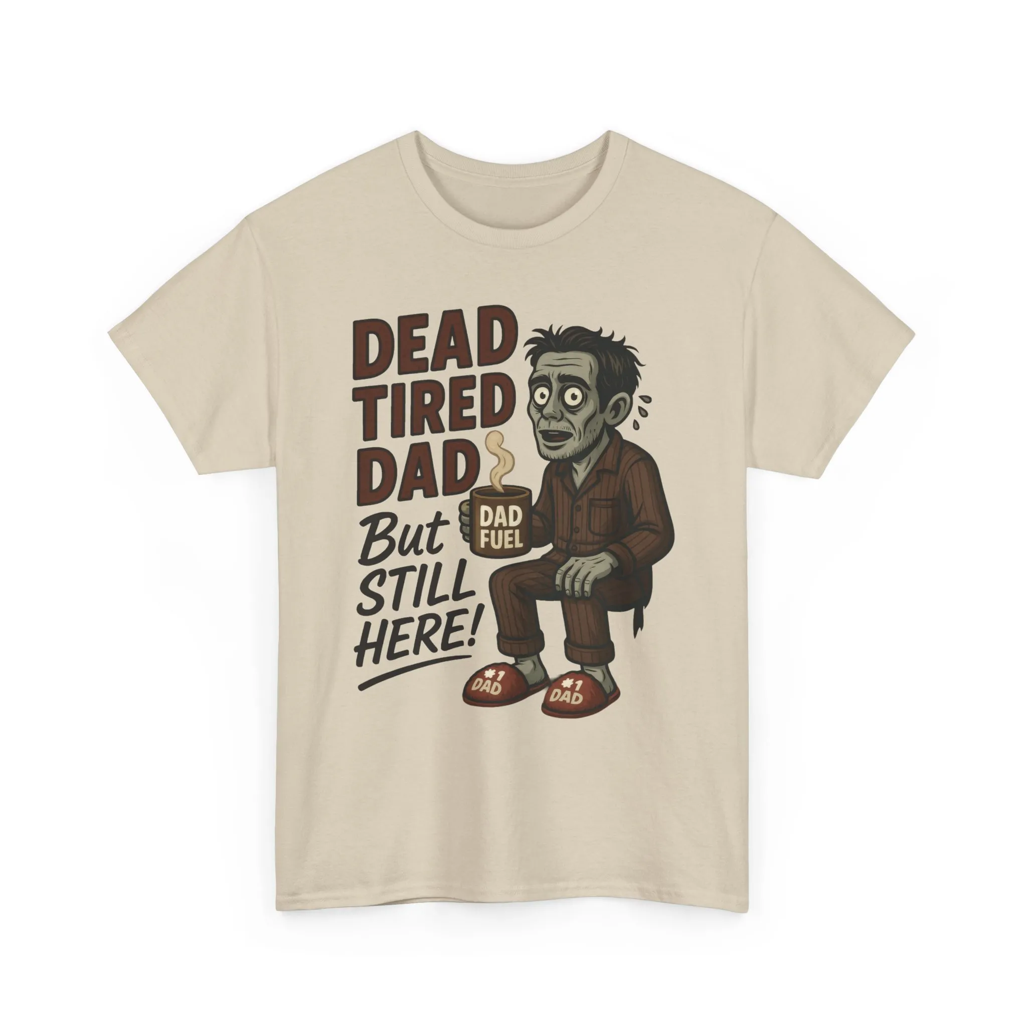 Dead Tired Dad Funny Zombie Coffee Men's T-Shirt, Father's Day Gift for Men, Dad Fuel Graphic Tee, Halloween Dad Tee - Image 7