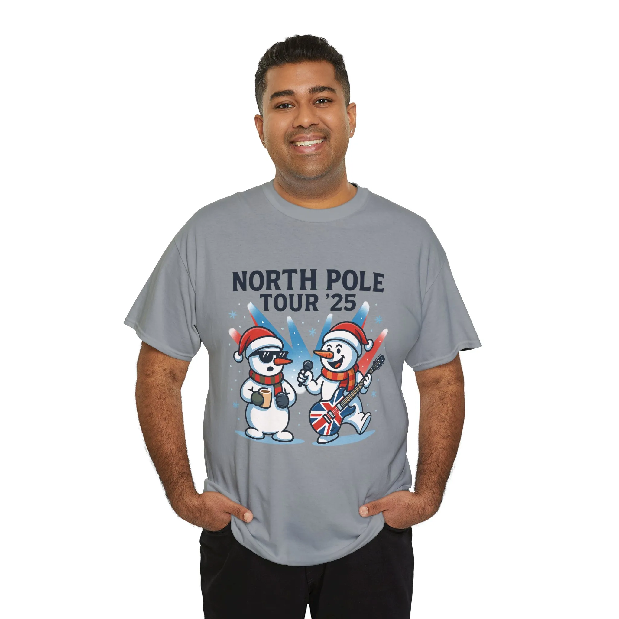 North Pole Tour 25 Men's Christmas T-Shirt, Funny Rock Music Holiday Tee - Image 12